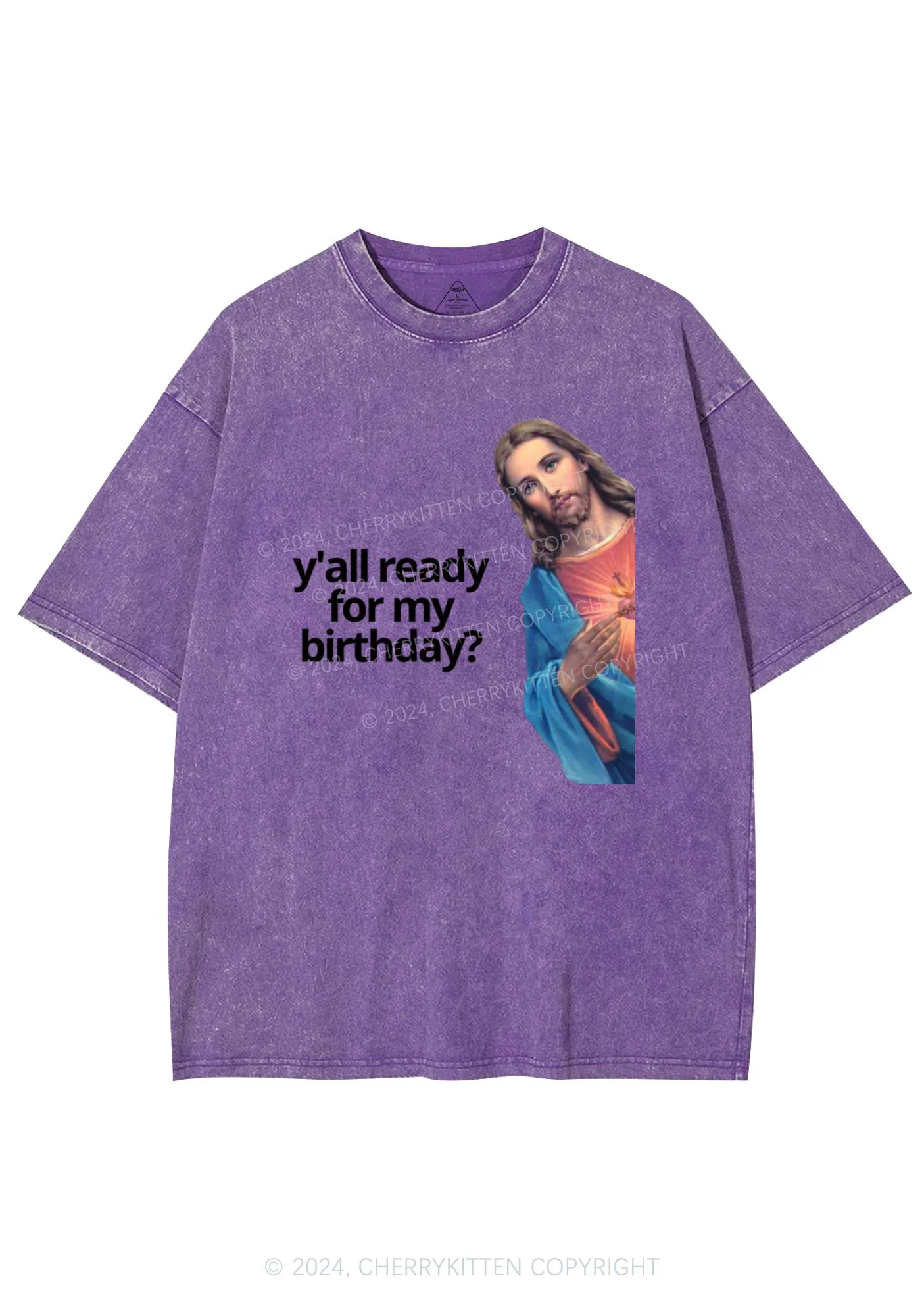 Christmas Jesus Birthday Y2K Washed Tee Cherrykitten - Image 5