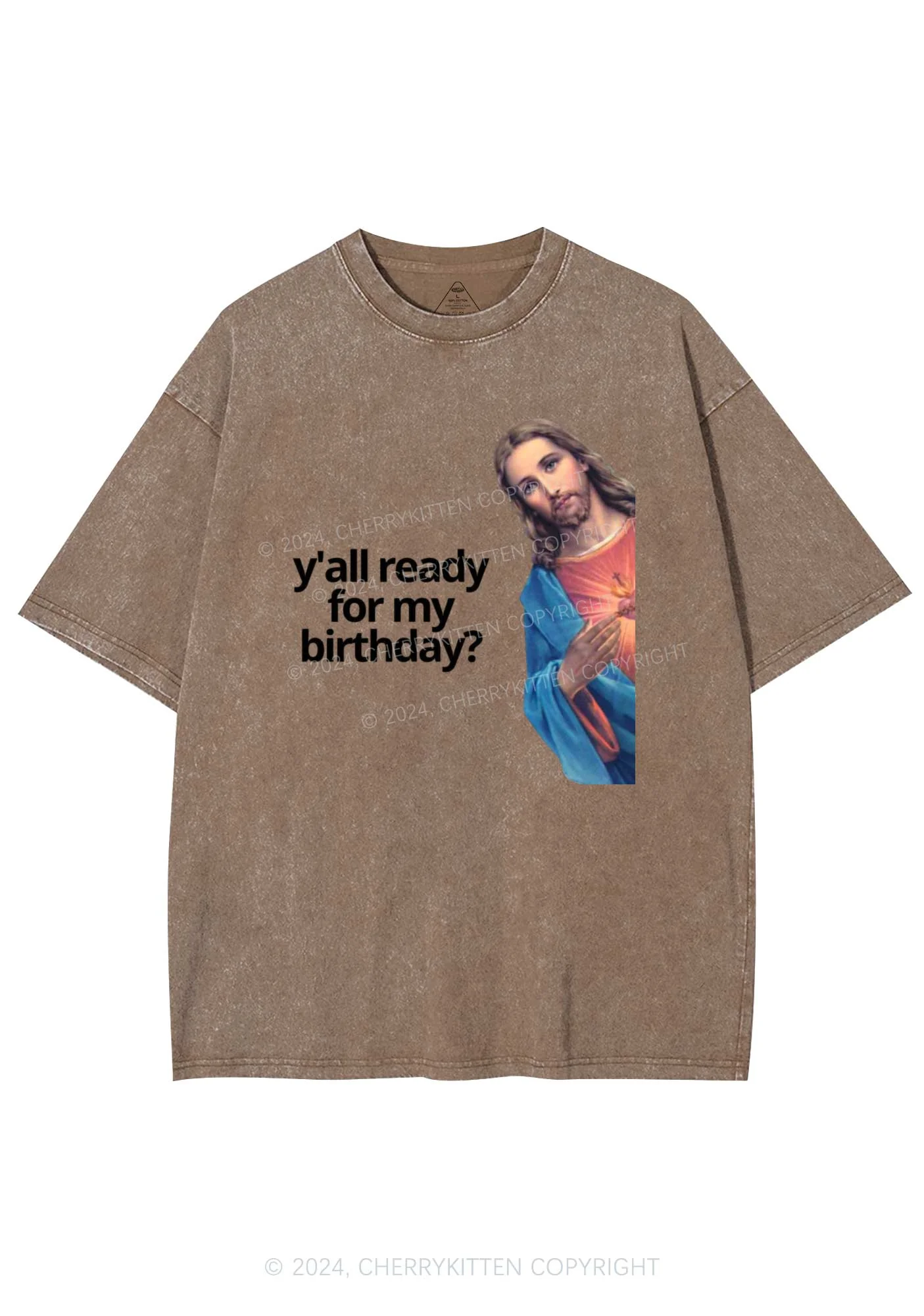 Christmas Jesus Birthday Y2K Washed Tee Cherrykitten - Image 6