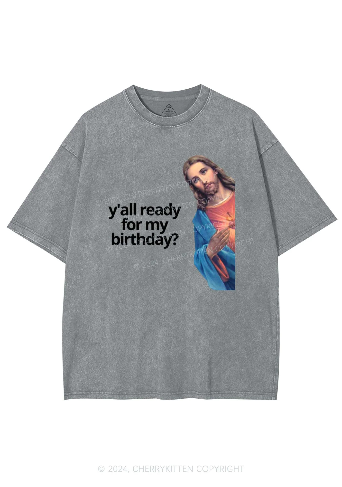 Christmas Jesus Birthday Y2K Washed Tee Cherrykitten - Image 7