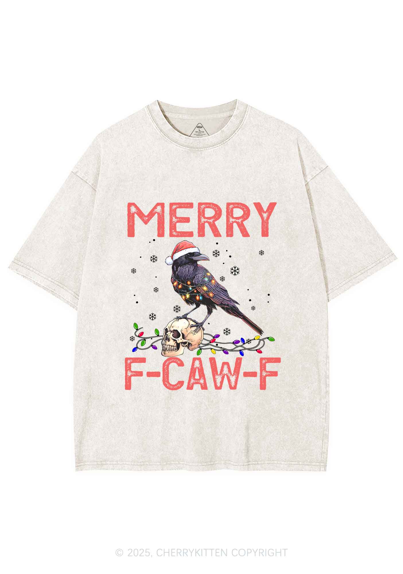 Christmas Merry Fcawf Y2K Shirts Washed Tee Cherrykitten - Image 3