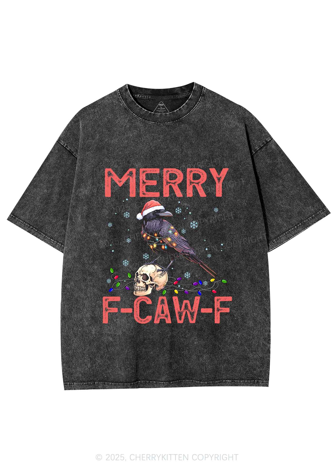 Christmas Merry Fcawf Y2K Shirts Washed Tee Cherrykitten - Image 4