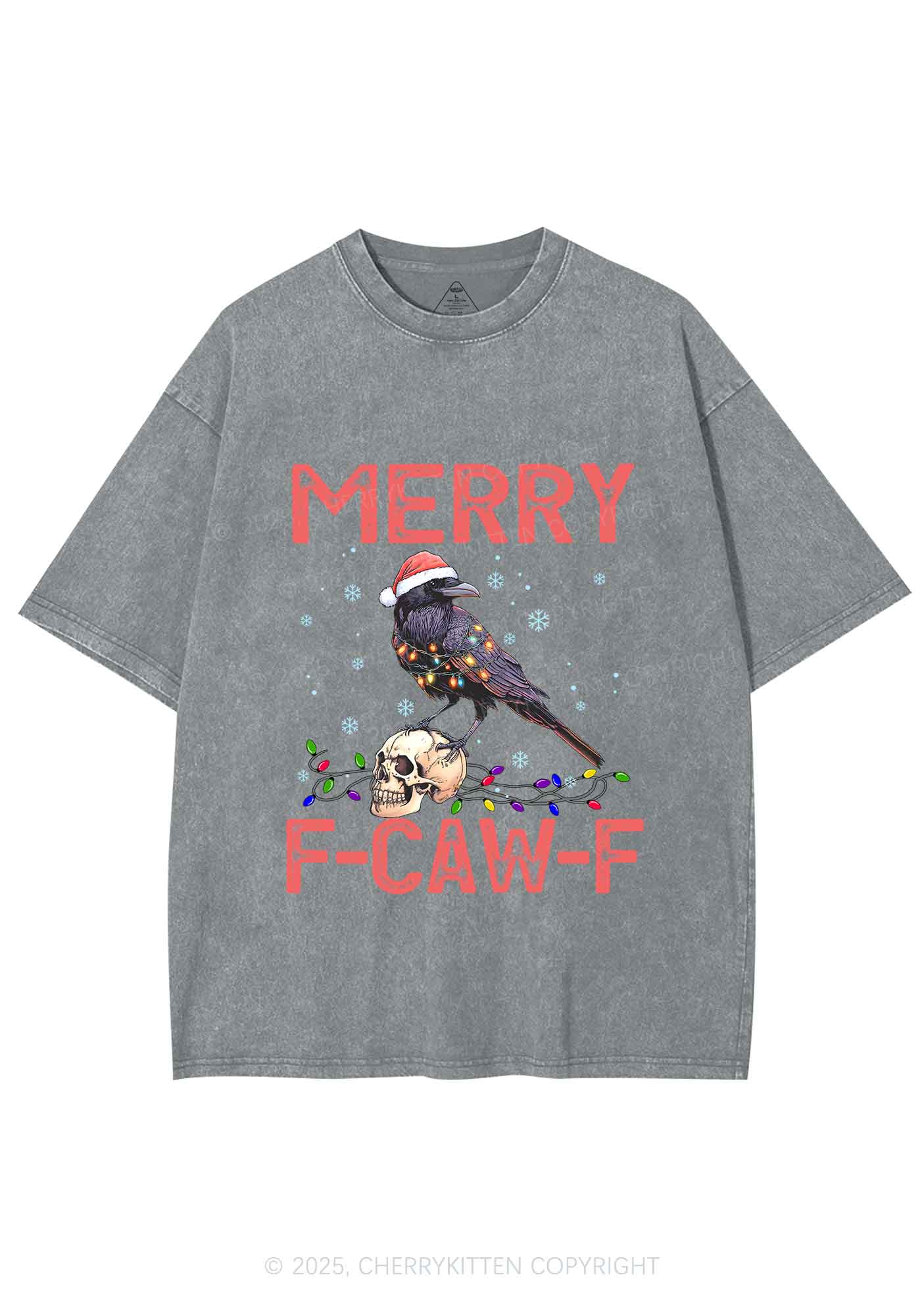 Christmas Merry Fcawf Y2K Shirts Washed Tee Cherrykitten - Image 7