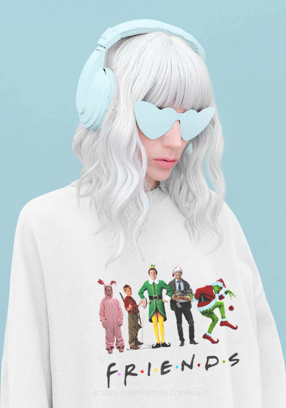 Christmas Movies Character Friends Y2K Sweatshirt Cherrykitten - Image 2