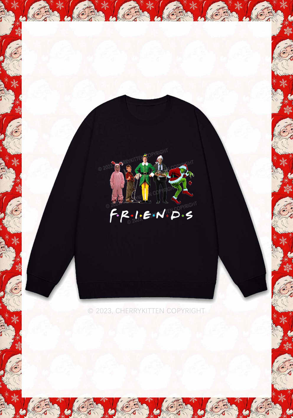 Christmas Movies Character Friends Y2K Sweatshirt Cherrykitten - Image 3