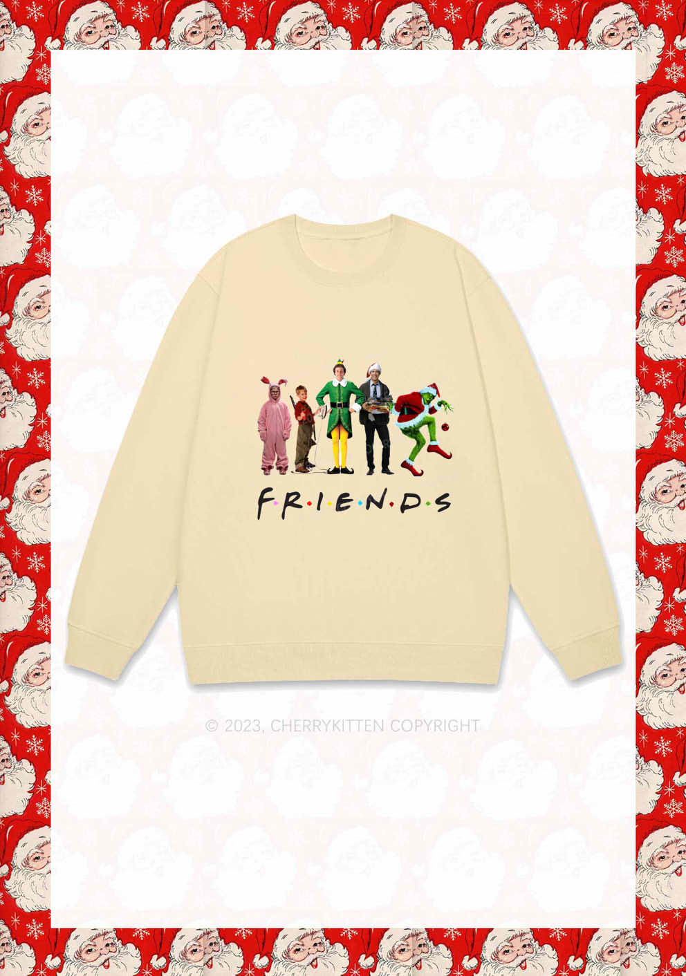 Christmas Movies Character Friends Y2K Sweatshirt Cherrykitten - Image 4