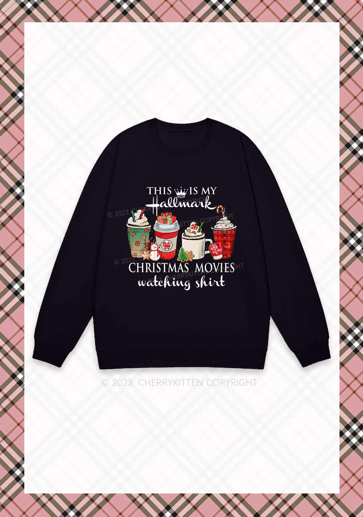 Christmas Movies Watching Shirt Y2K Sweatshirt Cherrykitten - Image 3