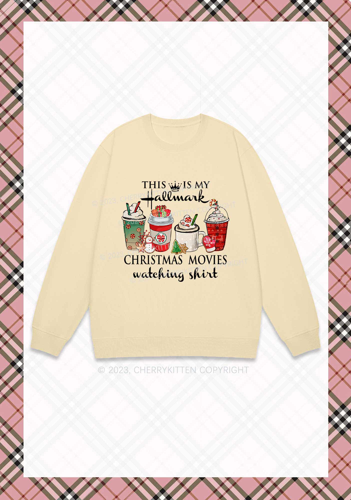 Christmas Movies Watching Shirt Y2K Sweatshirt Cherrykitten - Image 5