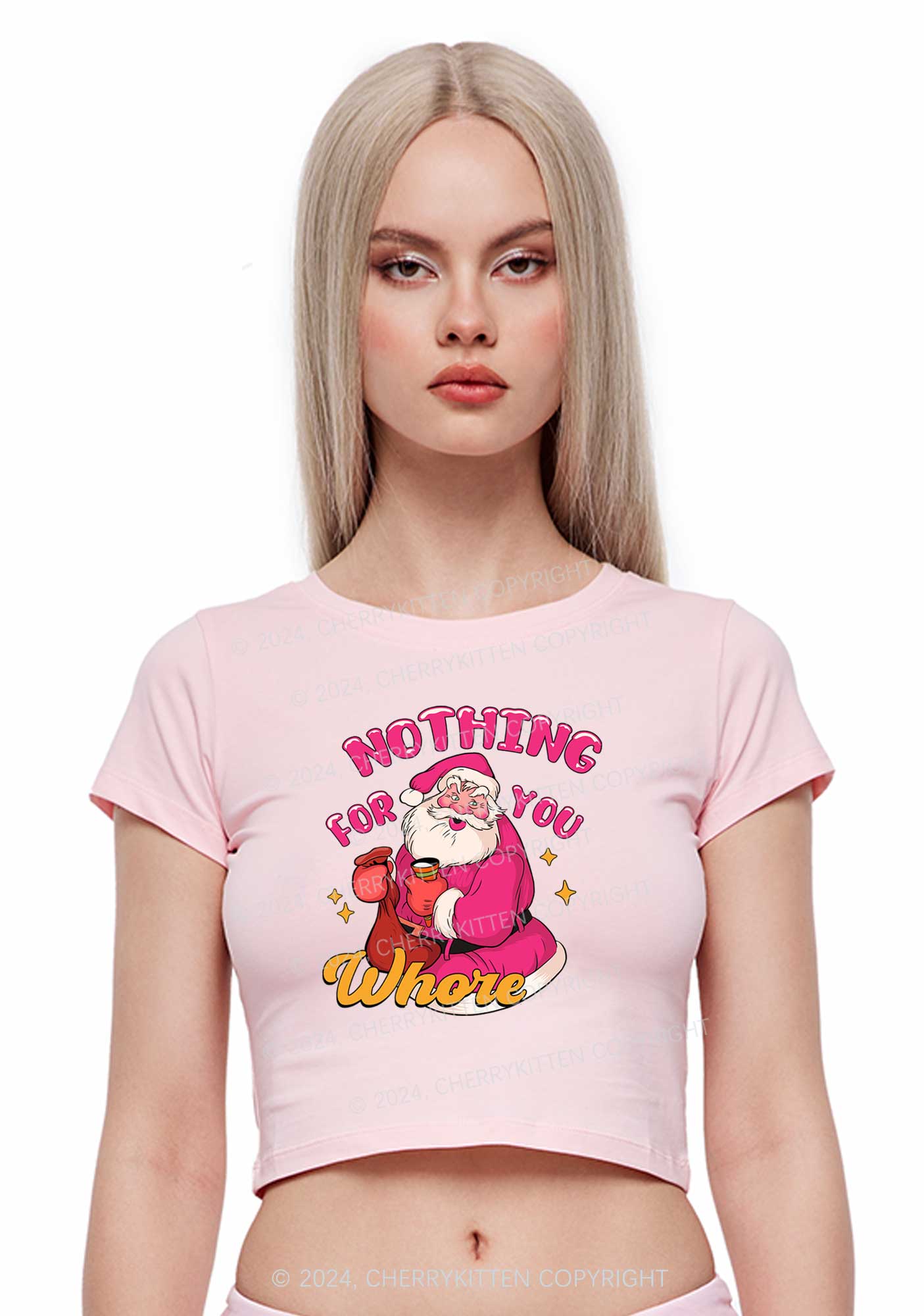 Christmas Nothing For Santa Y2K Baby Tee Cherrykitten - Image 2