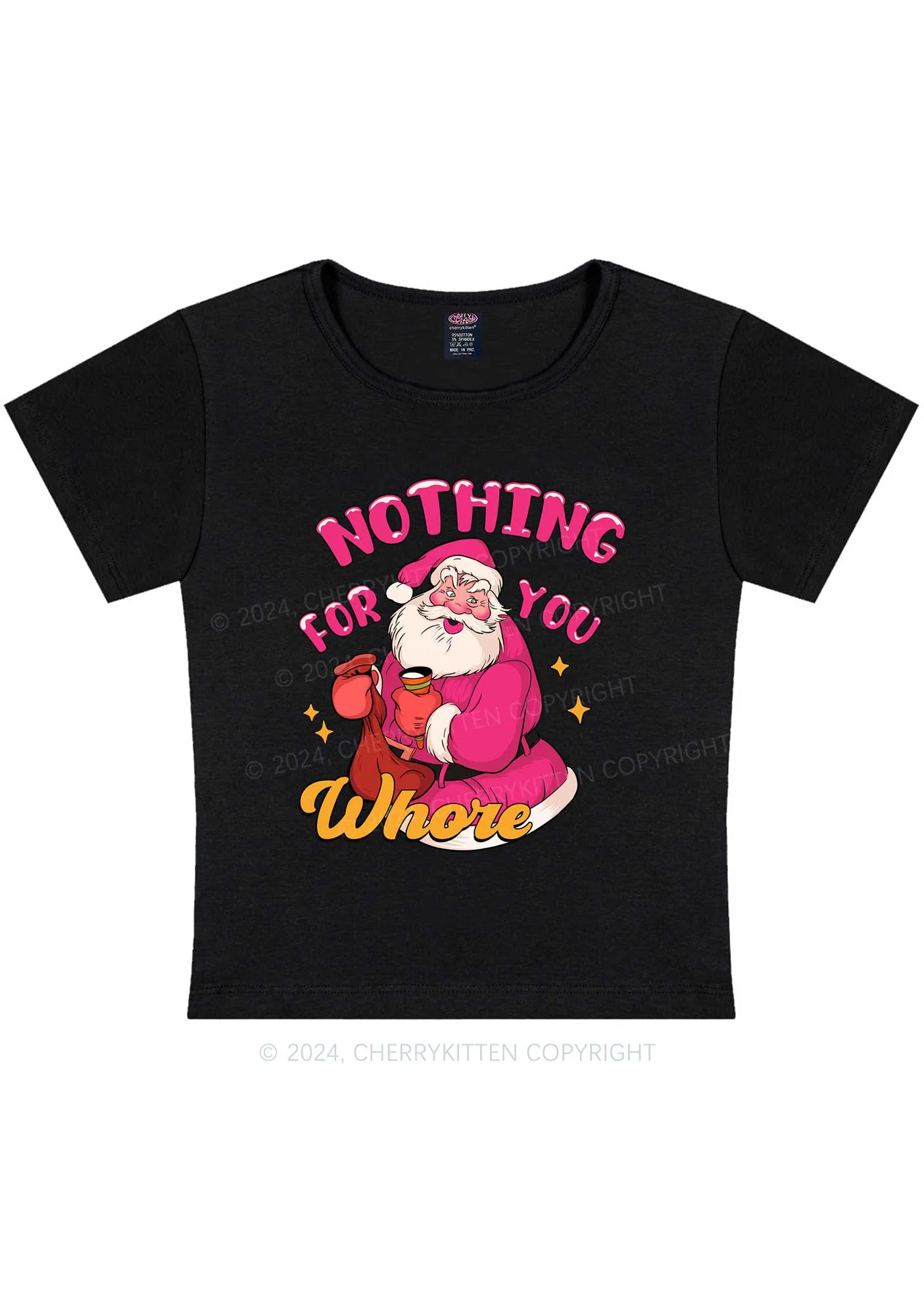 Christmas Nothing For Santa Y2K Baby Tee Cherrykitten - Image 4