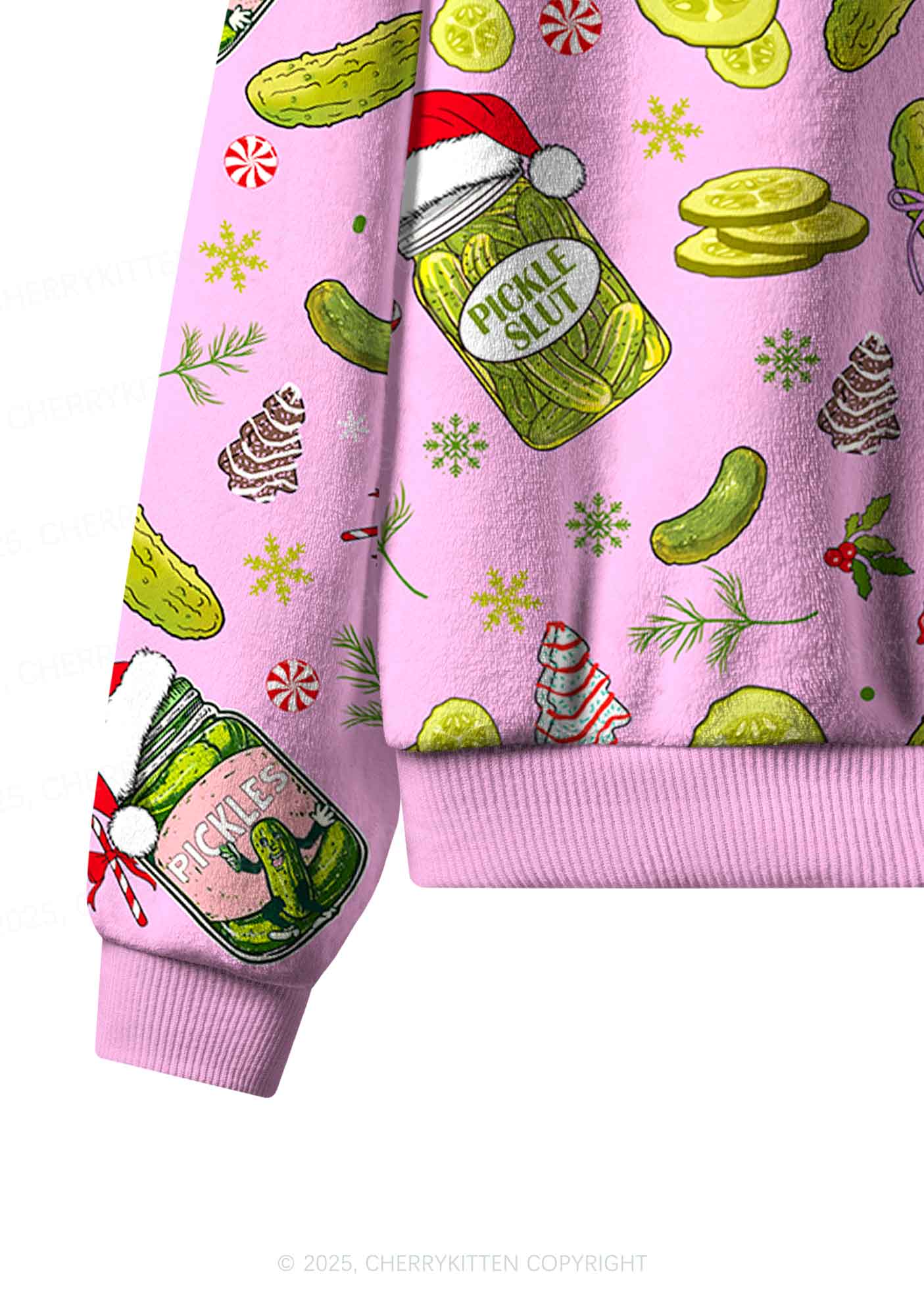 Christmas Pickle Y2K Fleece Long Sleeve Pajama Set Cherrykitten - Image 5