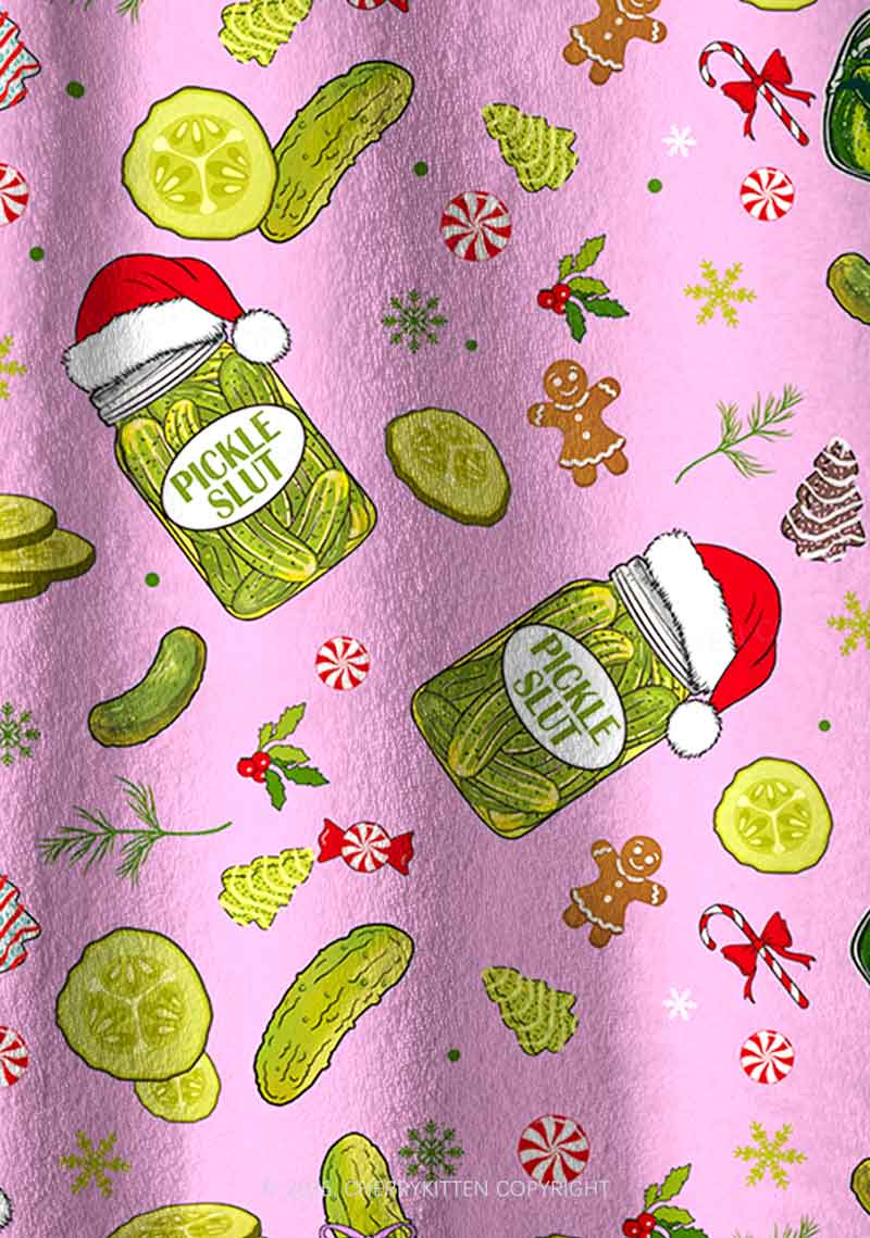 Christmas Pickle Y2K Fleece Long Sleeve Pajama Set Cherrykitten - Image 7