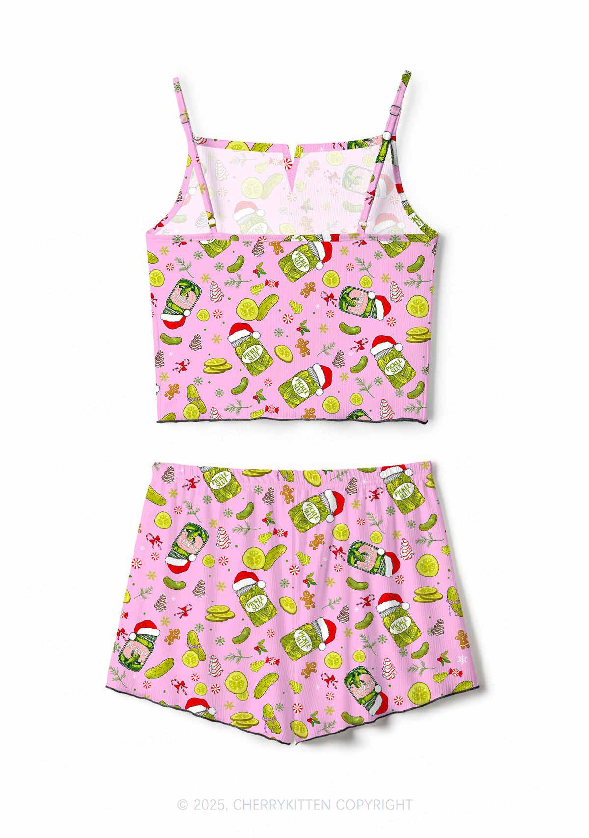 Christmas Pickle Y2K Print Cami Shorts Pajama Set Cherrykitten - Image 3