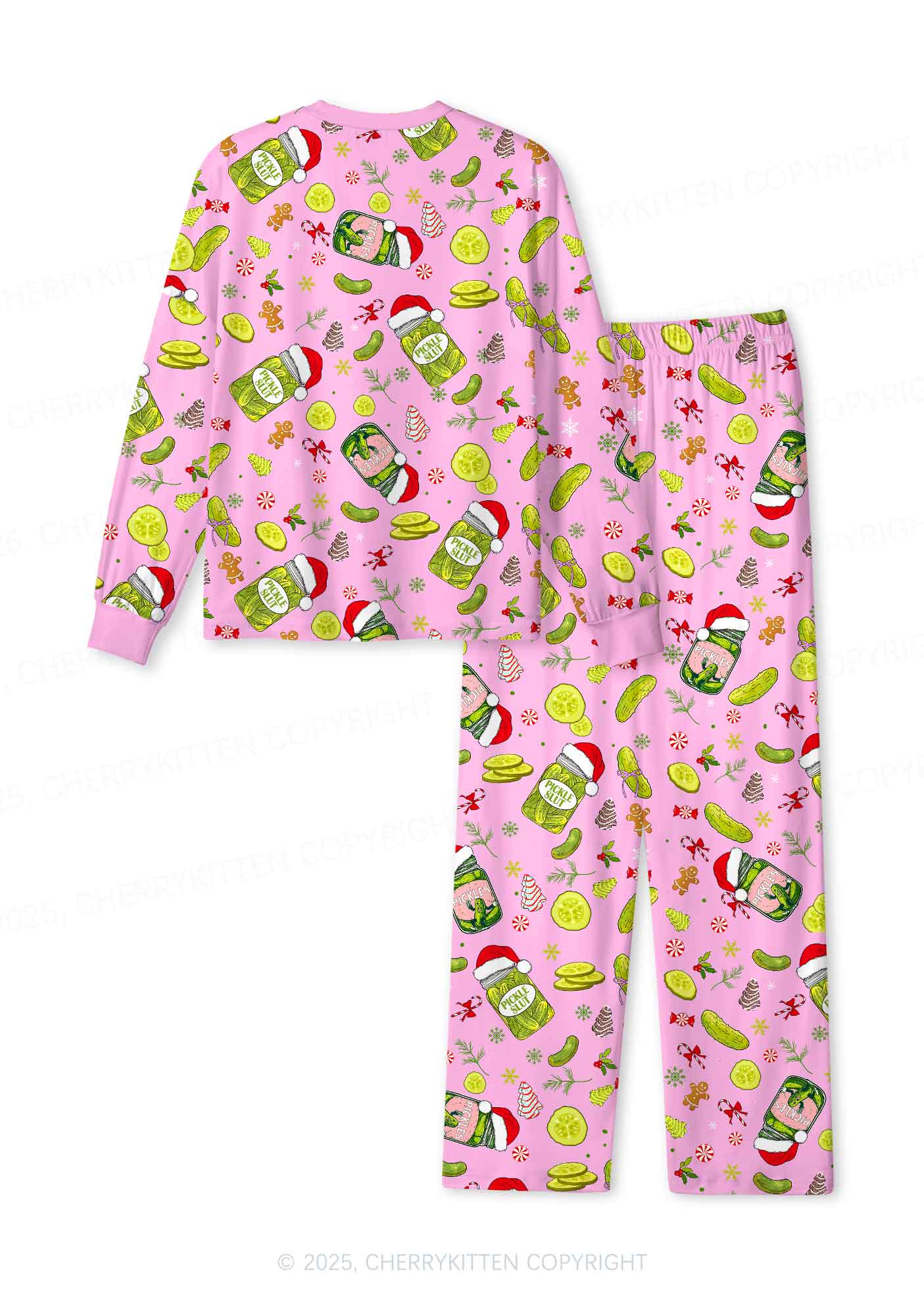 Christmas Pickle Y2K Print Long Sleeve Pajama Set Cherrykitten - Image 3
