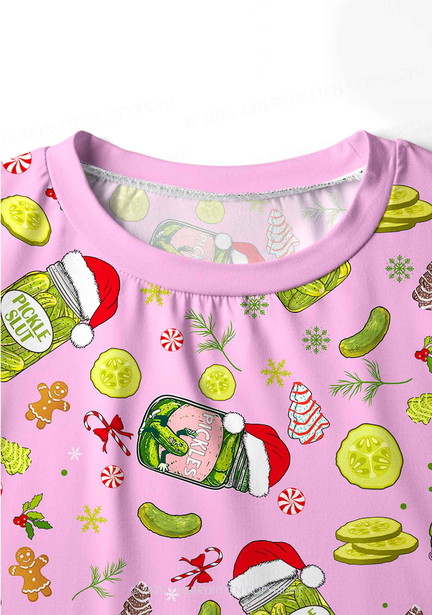 Christmas Pickle Y2K Print Long Sleeve Pajama Set Cherrykitten - Image 4