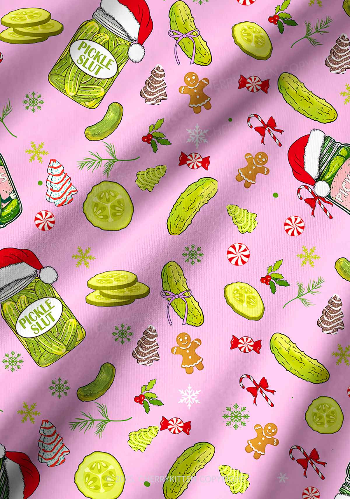 Christmas Pickle Y2K Print Long Sleeve Pajama Set Cherrykitten - Image 6