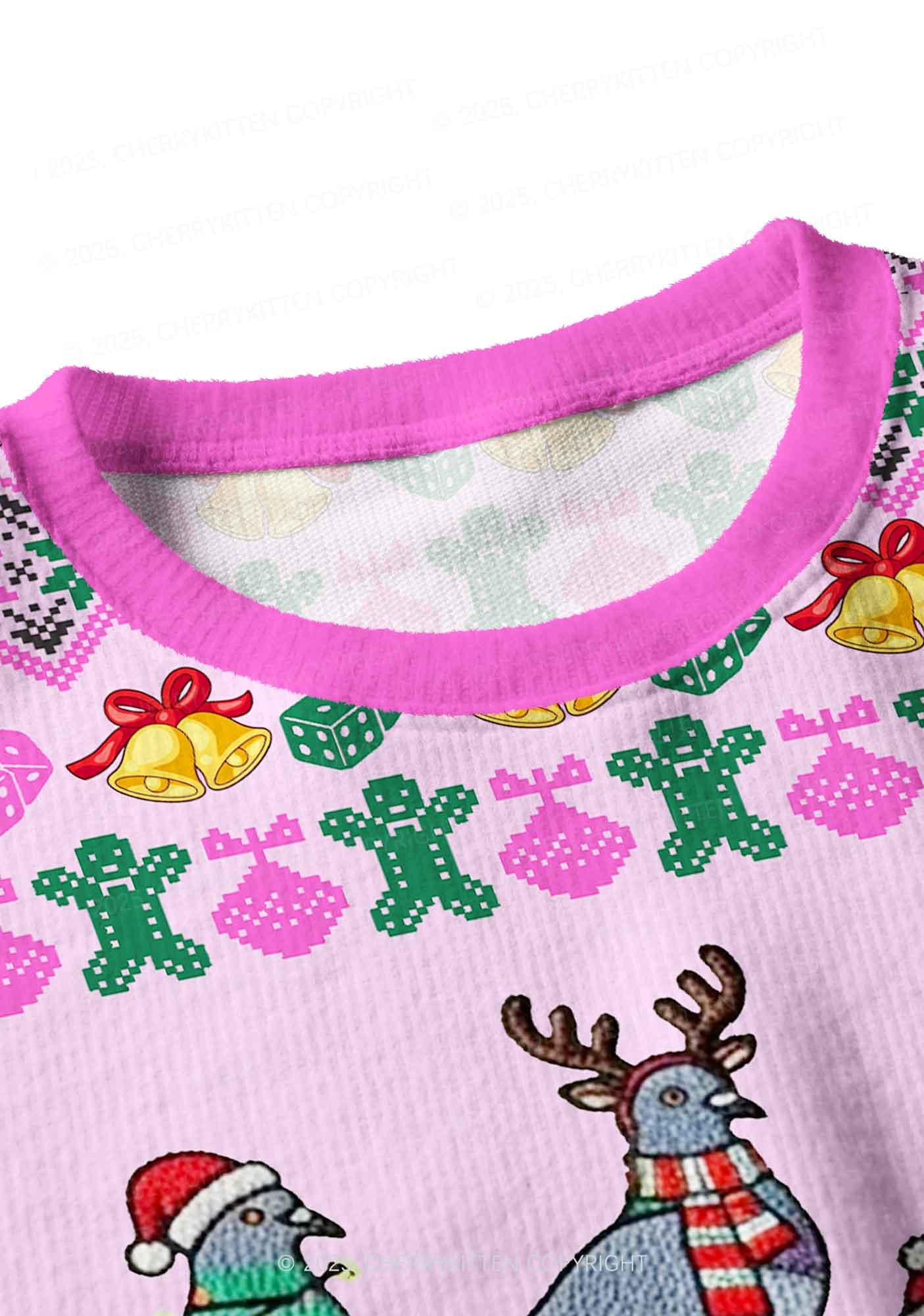 Christmas Pigeon Y2K Christmas Crop Knit Sweatshirt Cherrykitten - Image 4
