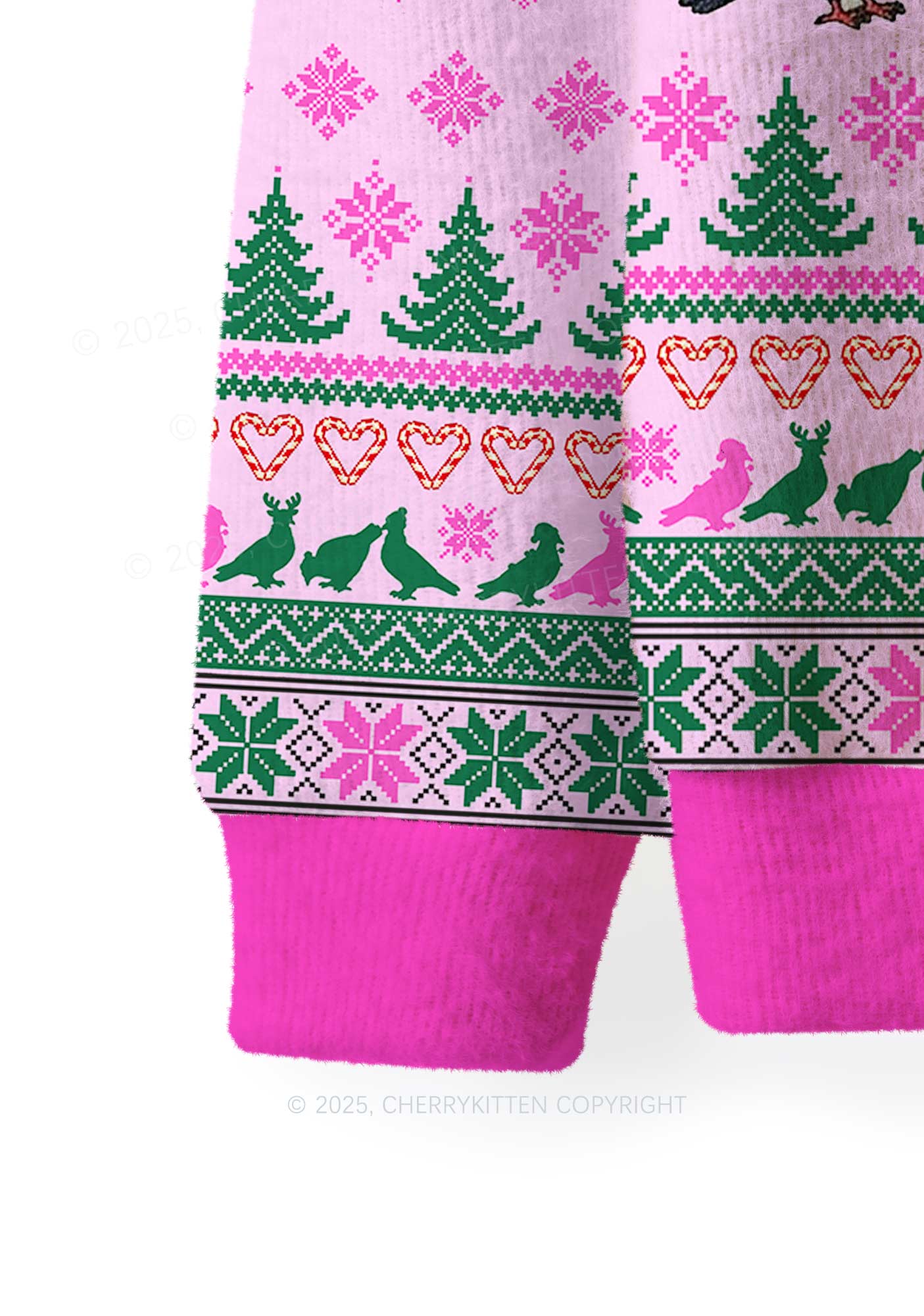 Christmas Pigeon Y2K Christmas Knit Sweatshirt Cherrykitten - Image 4