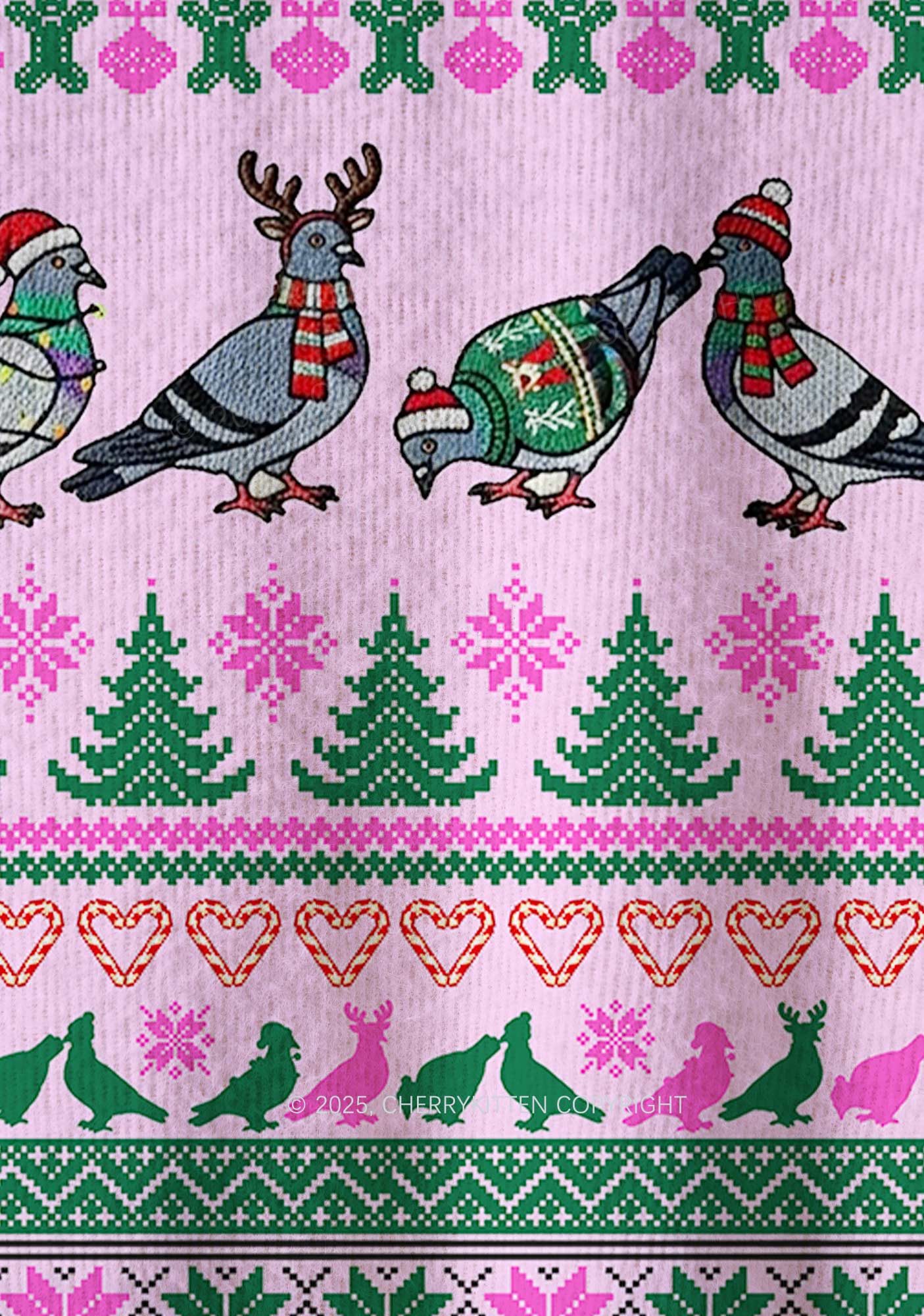 Christmas Pigeon Y2K Christmas Knit Sweatshirt Cherrykitten - Image 6