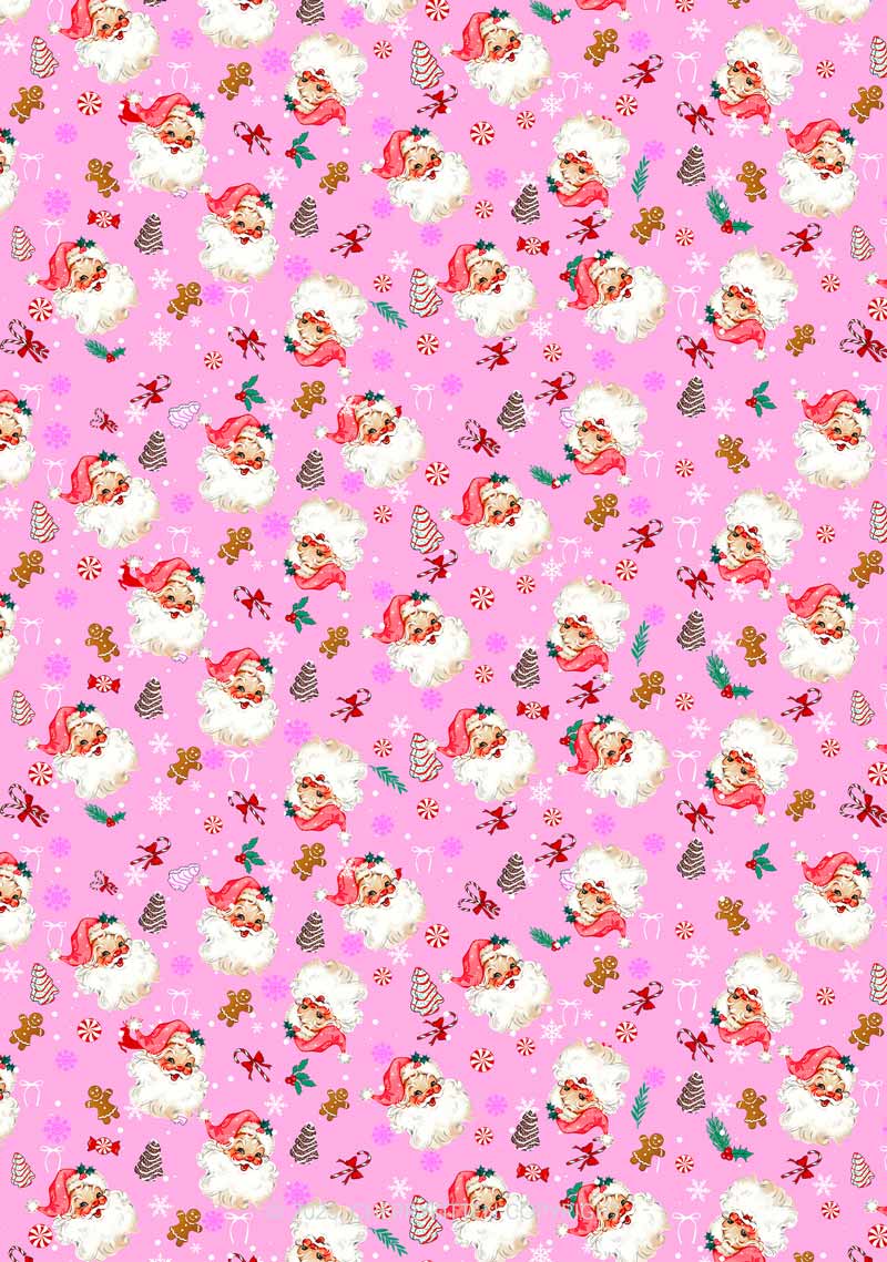 Christmas Pink Candy Santa Y2K Print Cami Shorts Pajama Set Cherrykitten - Image 2
