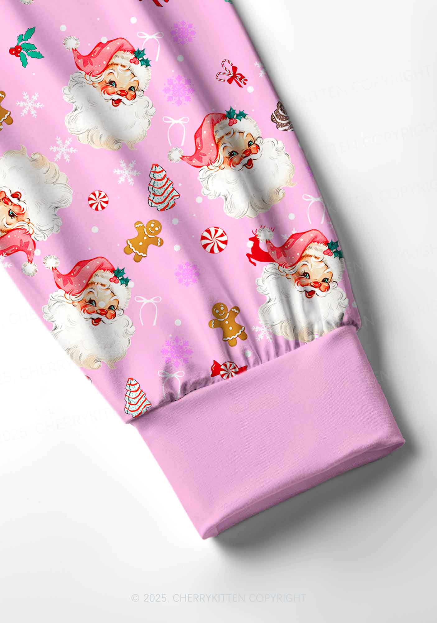 Christmas Pink Candy Santa Y2K Print Long Sleeve Pajama Set Cherrykitten - Image 5