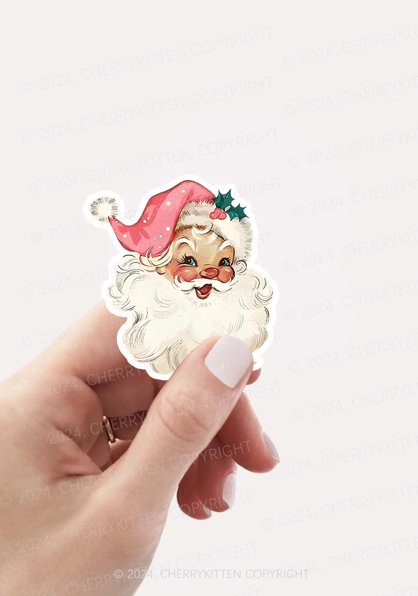 Christmas Pink Santa 1Pc Y2K Sticker Cherrykitten - Image 2