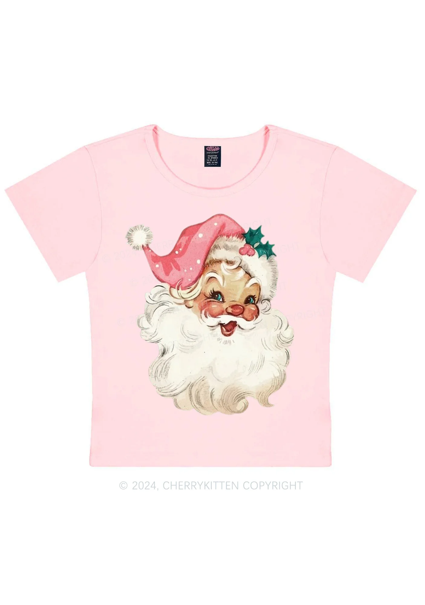 Christmas Pink Santa Y2K Baby Tee Cherrykitten - Image 10