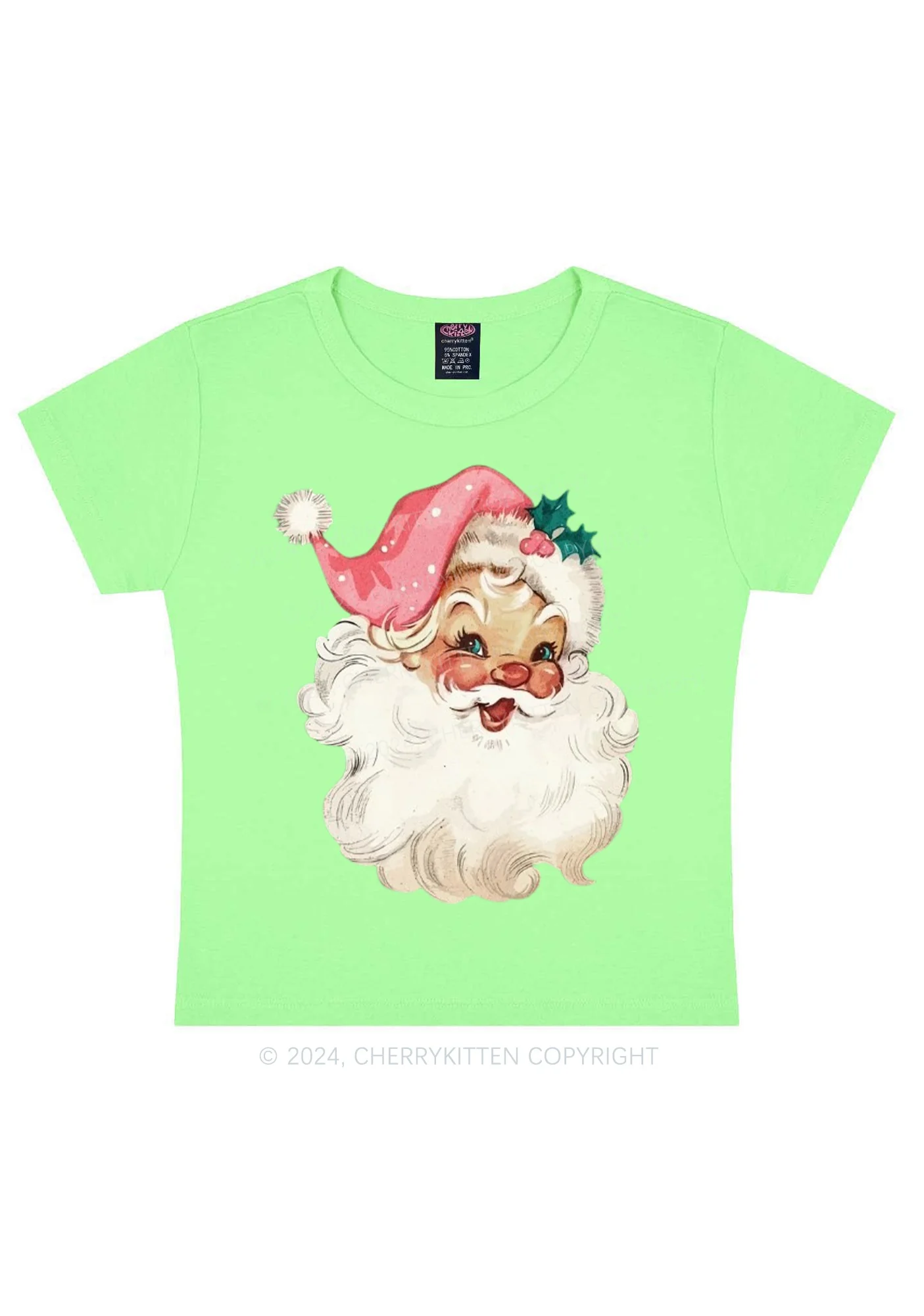 Christmas Pink Santa Y2K Baby Tee Cherrykitten - Image 11