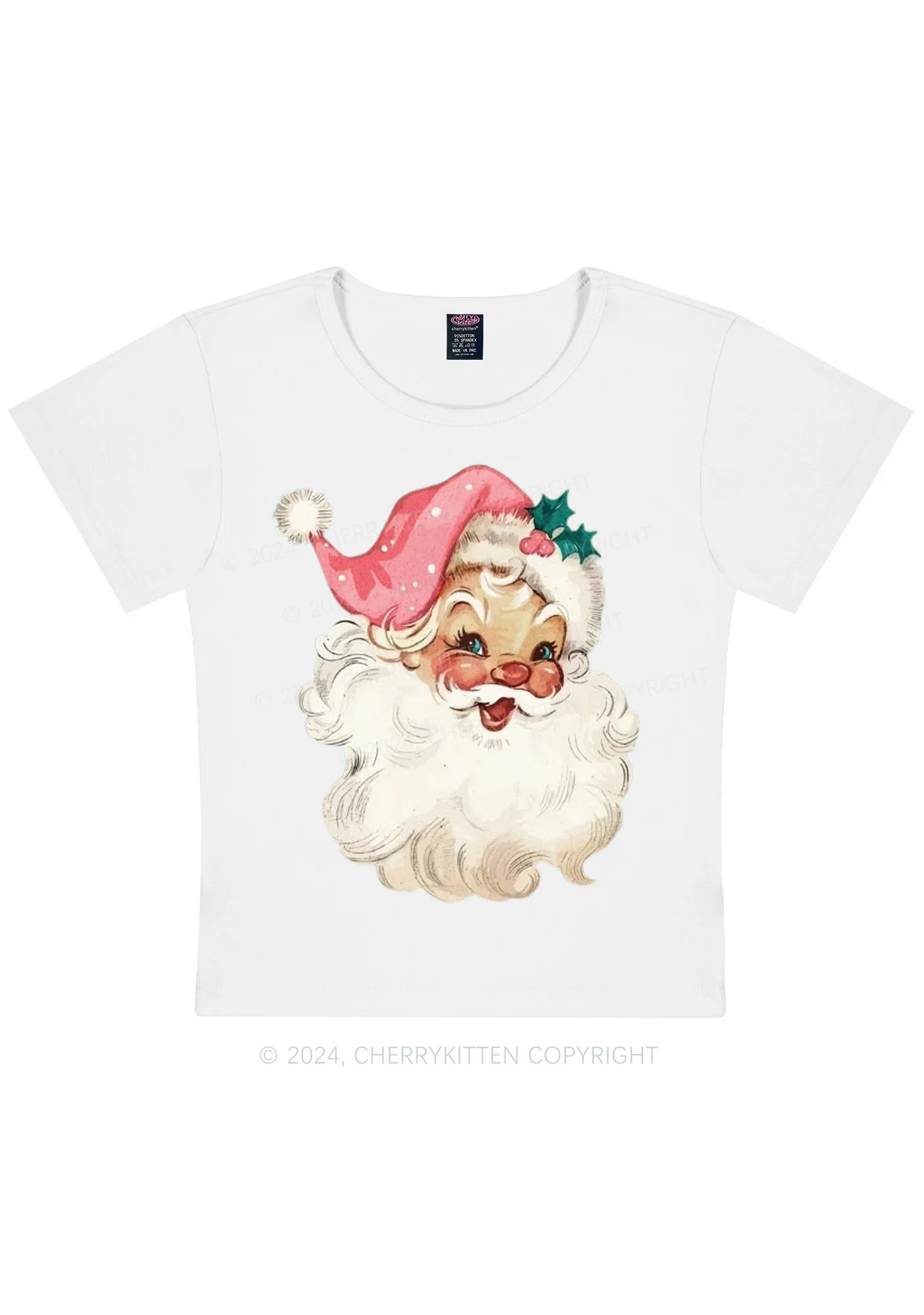 Christmas Pink Santa Y2K Baby Tee Cherrykitten - Image 4