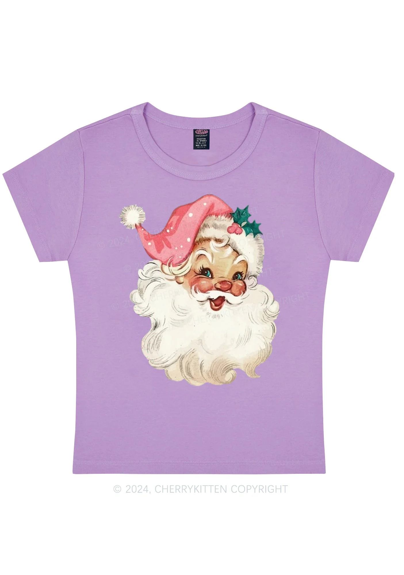 Christmas Pink Santa Y2K Baby Tee Cherrykitten - Image 5