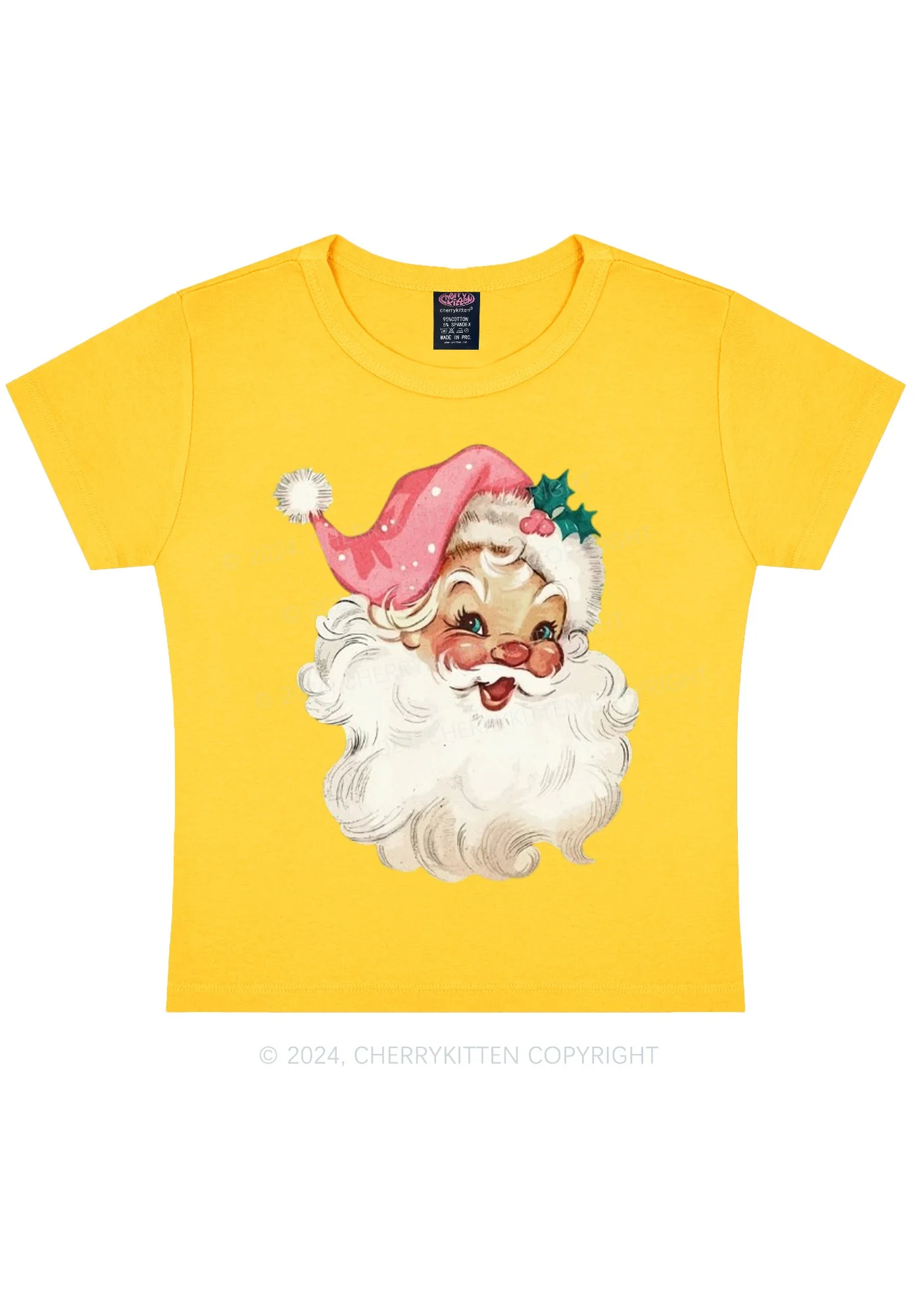 Christmas Pink Santa Y2K Baby Tee Cherrykitten - Image 7