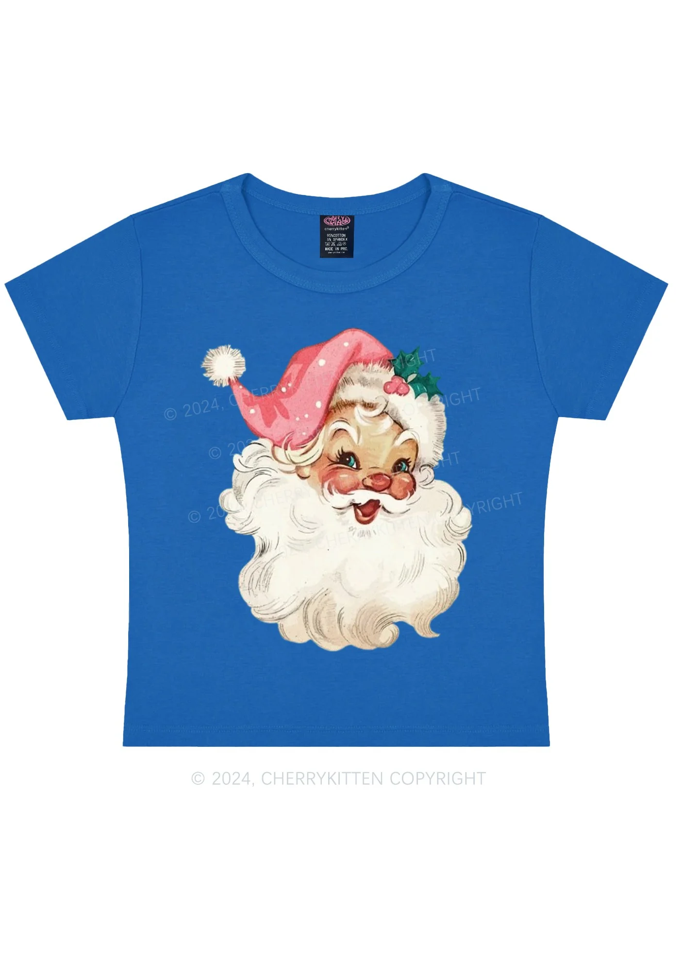 Christmas Pink Santa Y2K Baby Tee Cherrykitten - Image 8