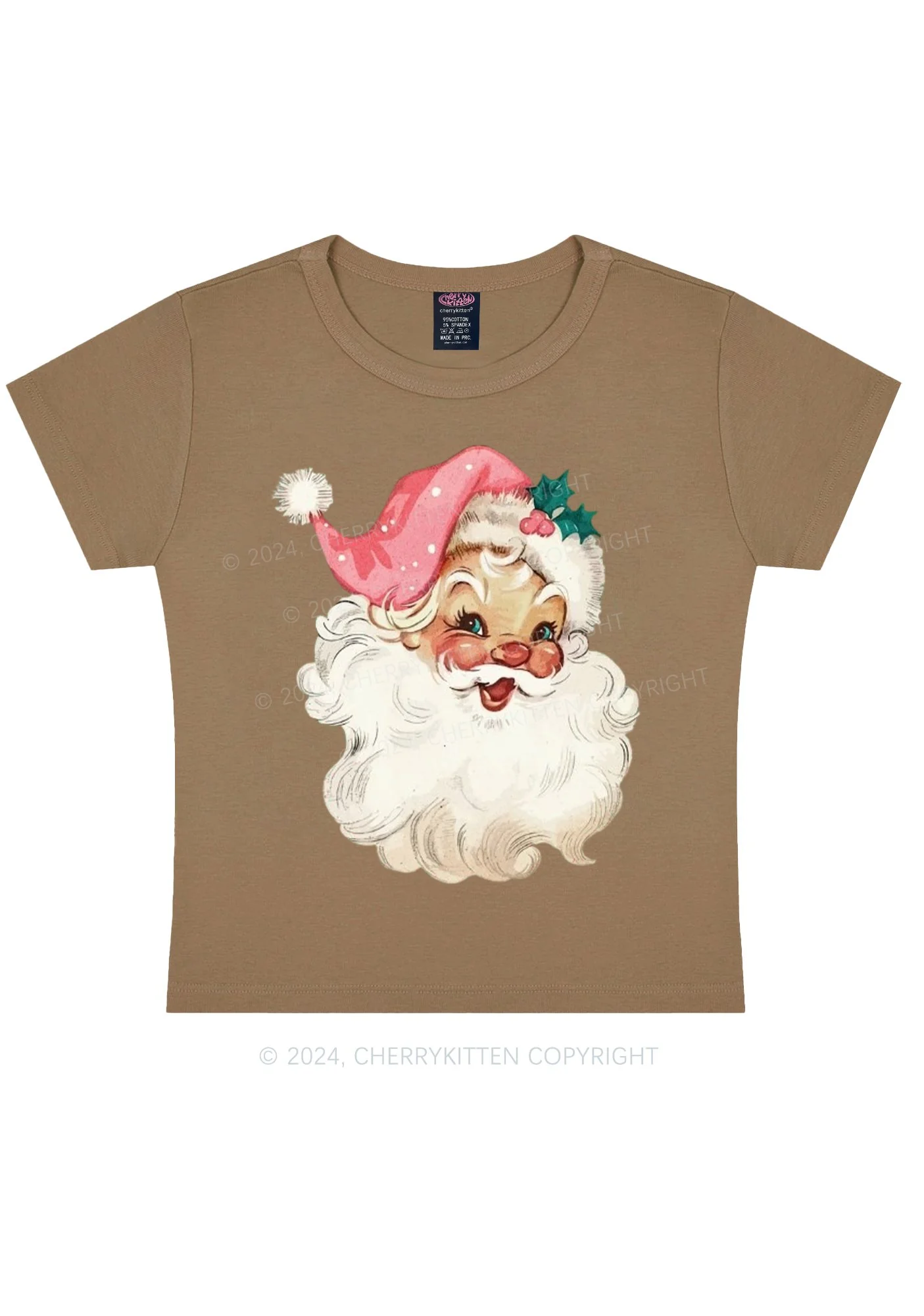 Christmas Pink Santa Y2K Baby Tee Cherrykitten - Image 9