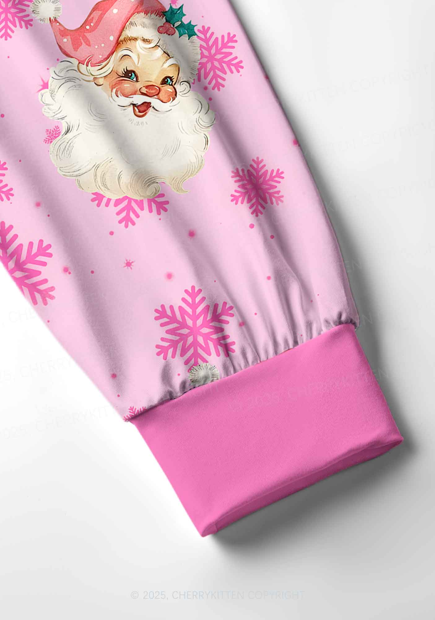 Christmas Pink Santa Y2K Print Long Sleeve Pajama Set Cherrykitten - Image 5