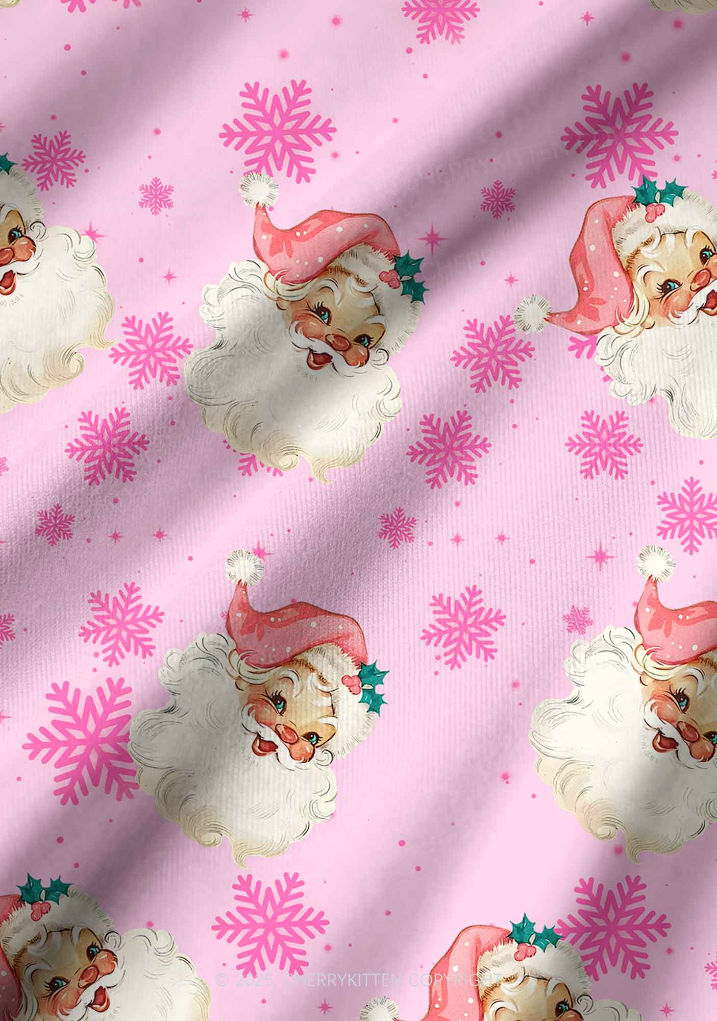 Christmas Pink Santa Y2K Print Long Sleeve Pajama Set Cherrykitten - Image 6
