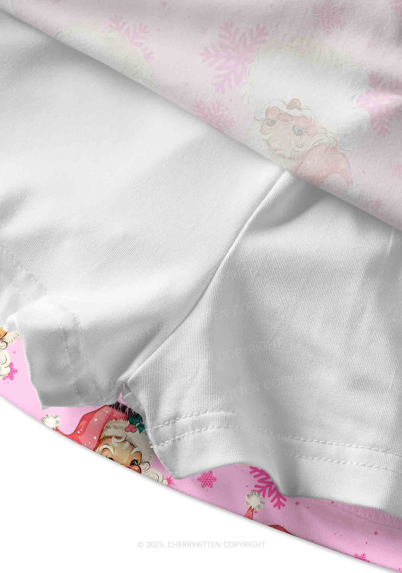 Christmas Pink Santa Y2K Print Mini Skirt Cherrykitten - Image 3