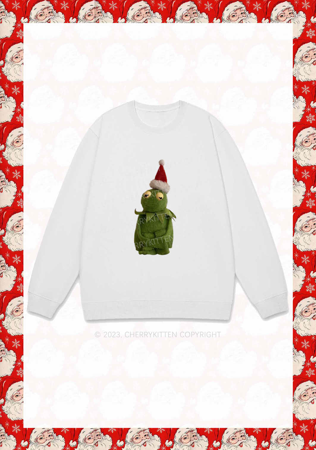 Christmas Plush Frog Y2K Sweatshirt Cherrykitten - Image 3
