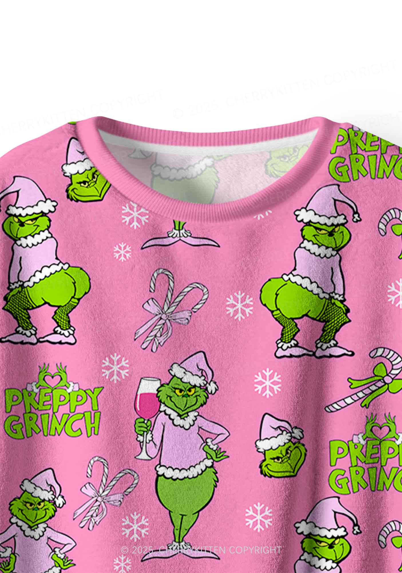 Christmas Preppy Guy Y2K Fleece Long Sleeve Pajama Set Cherrykitten - Image 4