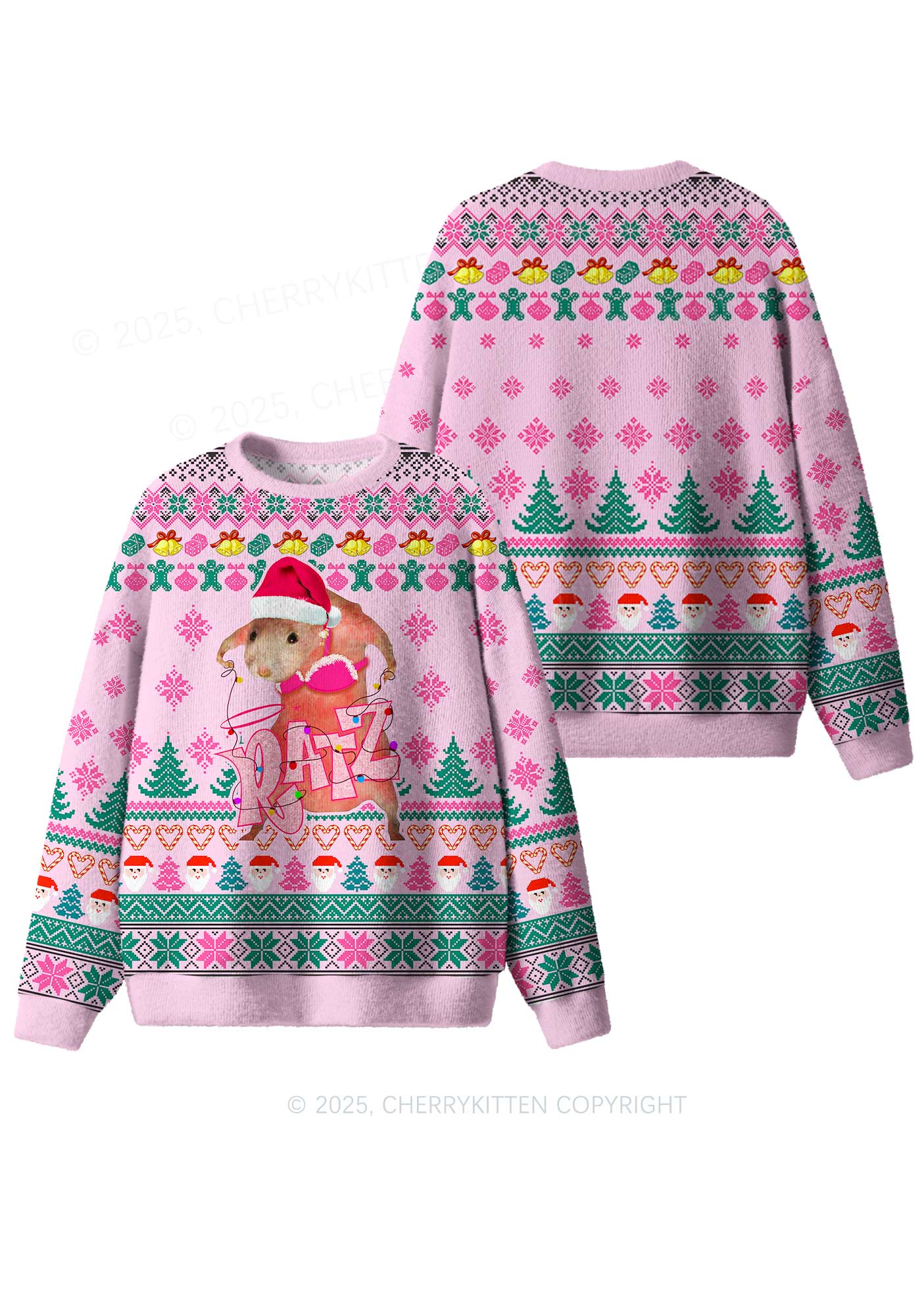 Christmas Ratz Y2K Christmas Knit Sweatshirt Cherrykitten - Image 3
