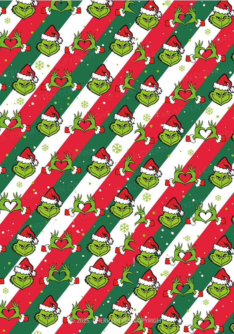 Christmas Red Whoville Heart Hands Y2K Fleece Long Sleeve Pajama Set Cherrykitten - Image 2