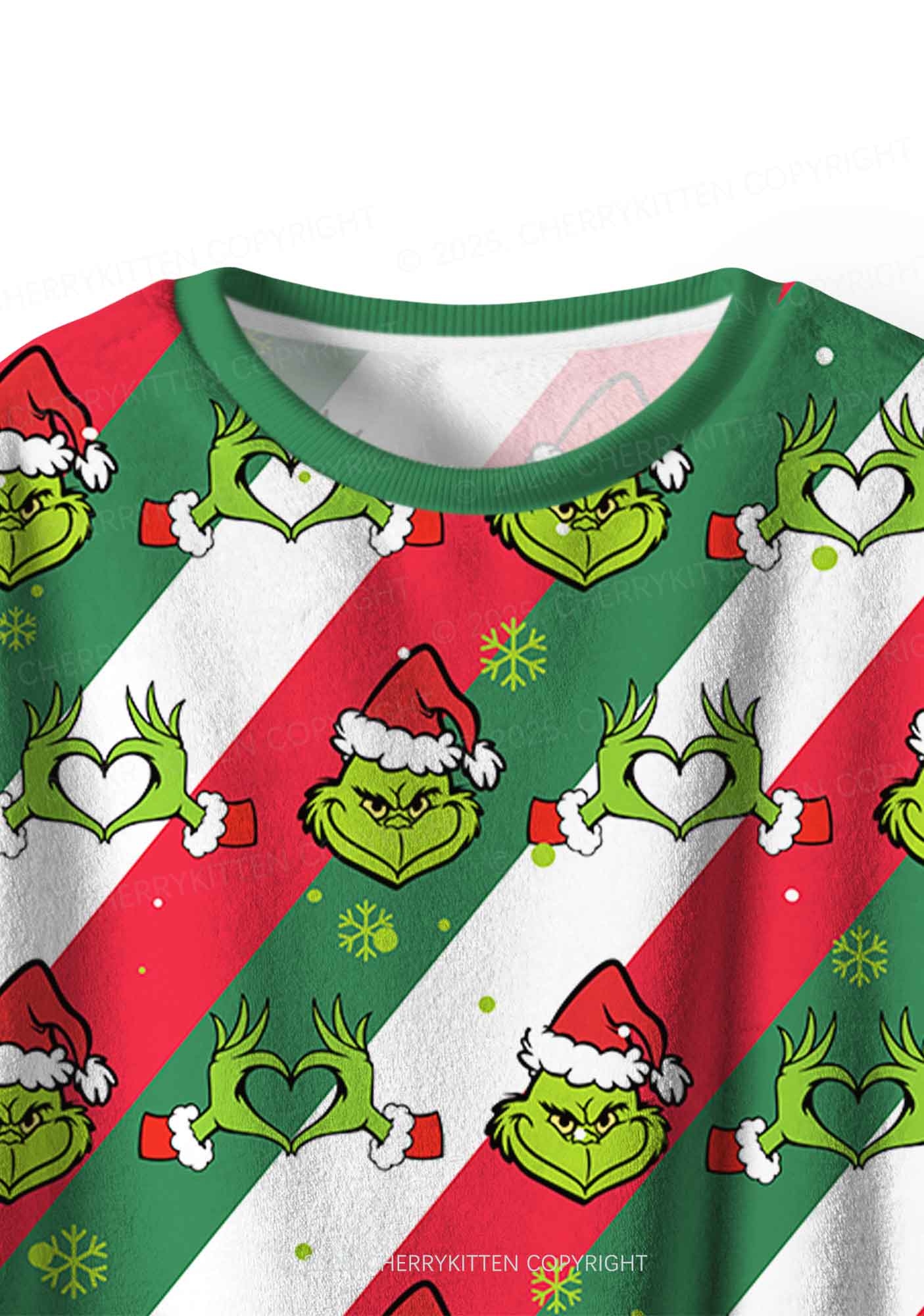 Christmas Red Whoville Heart Hands Y2K Fleece Long Sleeve Pajama Set Cherrykitten - Image 4