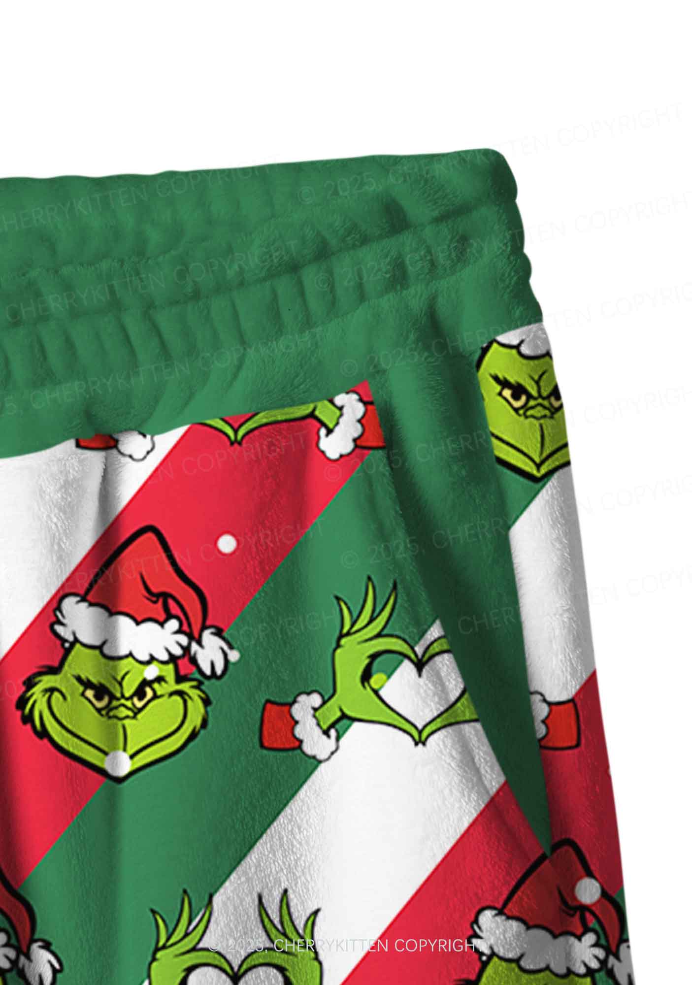 Christmas Red Whoville Heart Hands Y2K Fleece Long Sleeve Pajama Set Cherrykitten - Image 7