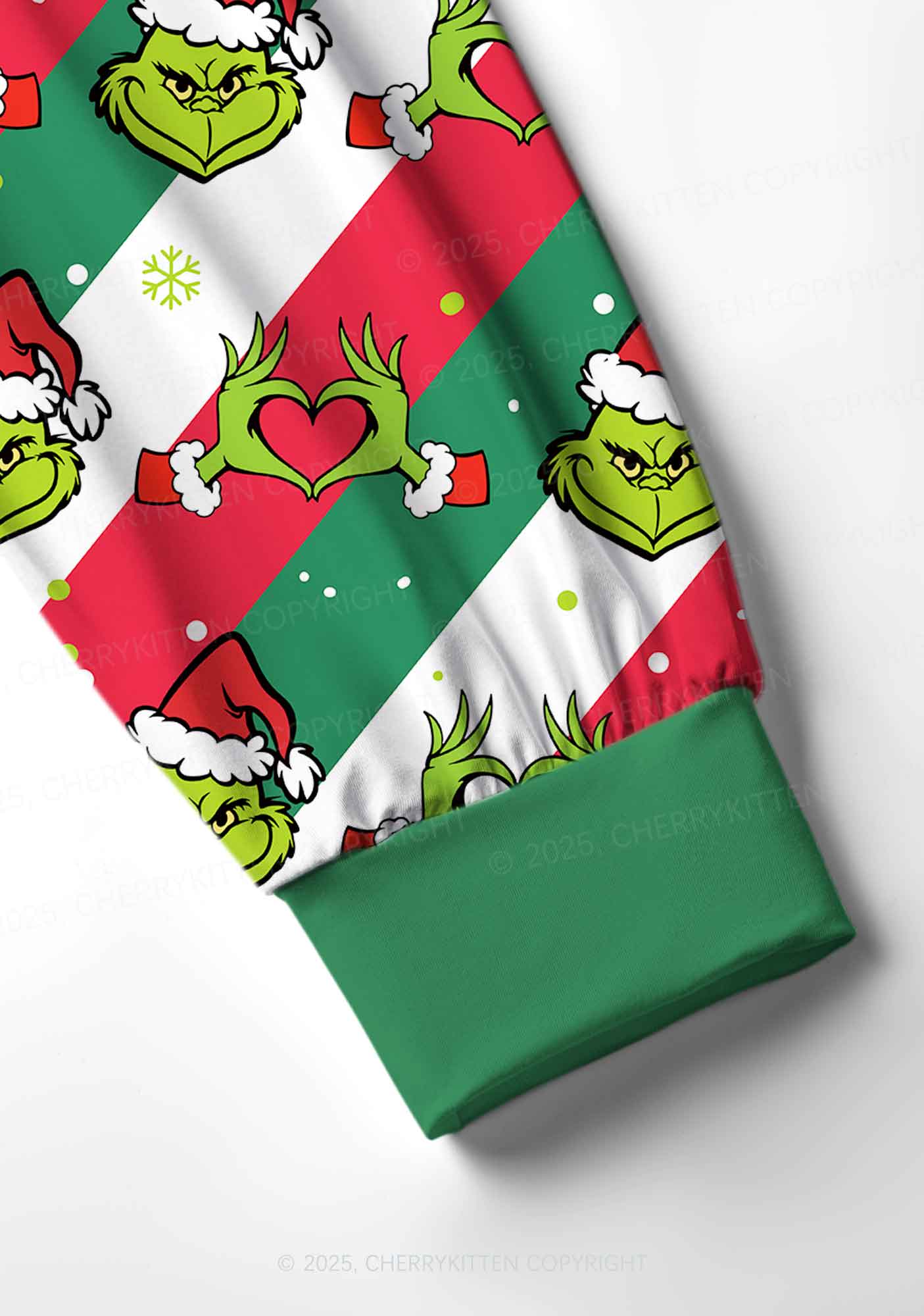 Christmas Red Whoville Heart Hands Y2K Print Long Sleeve Pajama Set Cherrykitten - Image 5