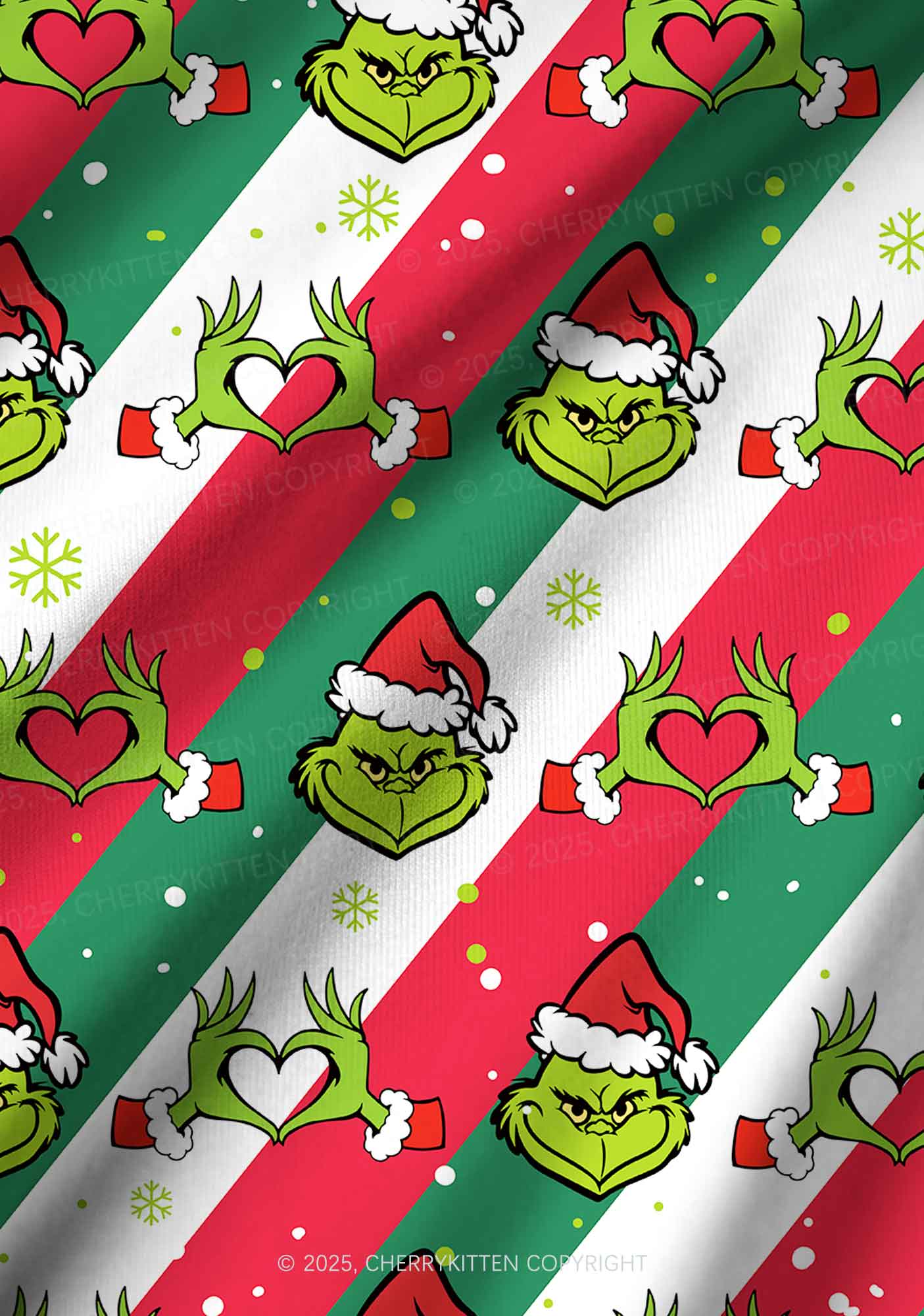 Christmas Red Whoville Heart Hands Y2K Print Long Sleeve Pajama Set Cherrykitten - Image 6