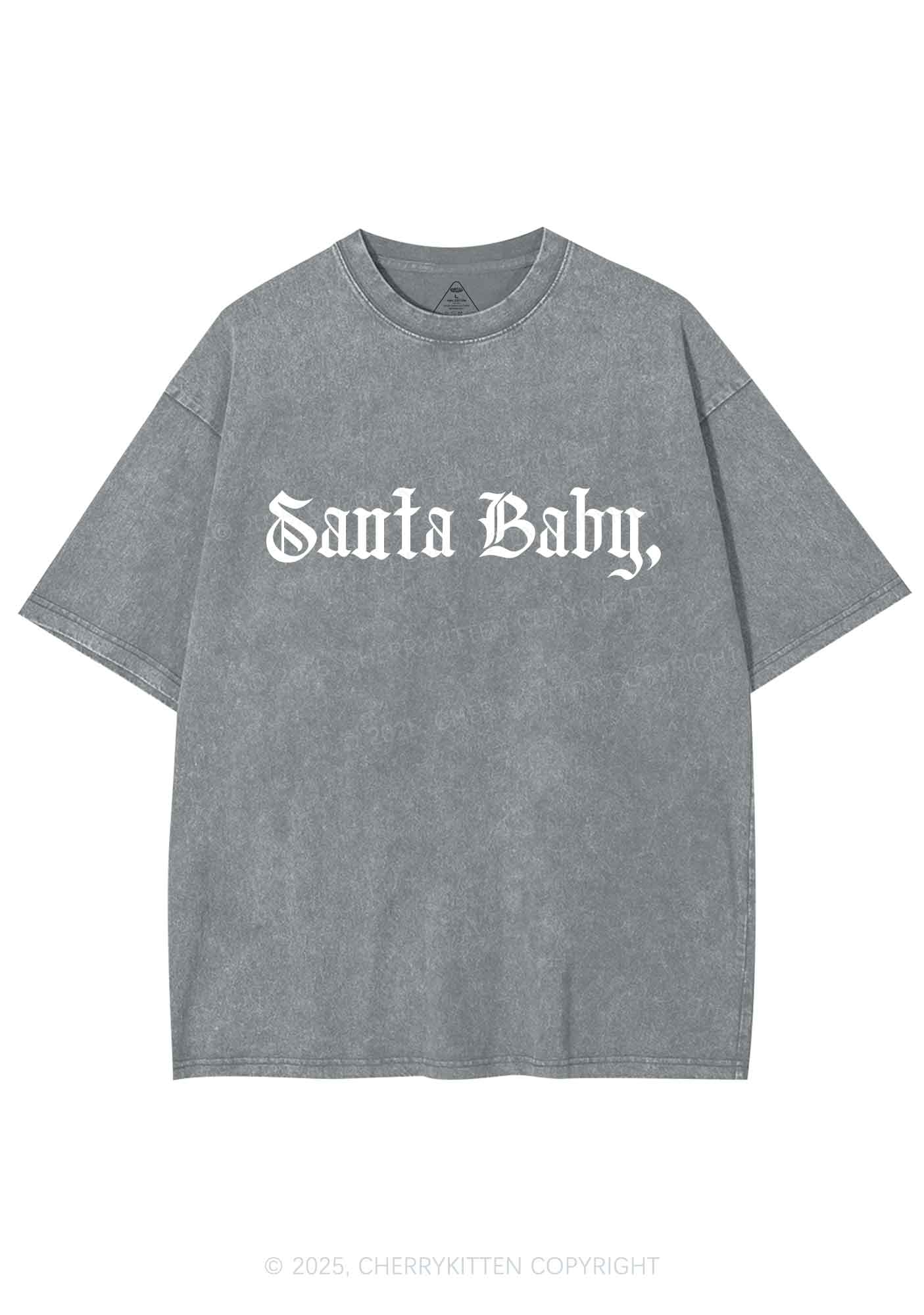 Christmas Santa Baby Y2K Shirts Washed Tee Cherrykitten - Image 8