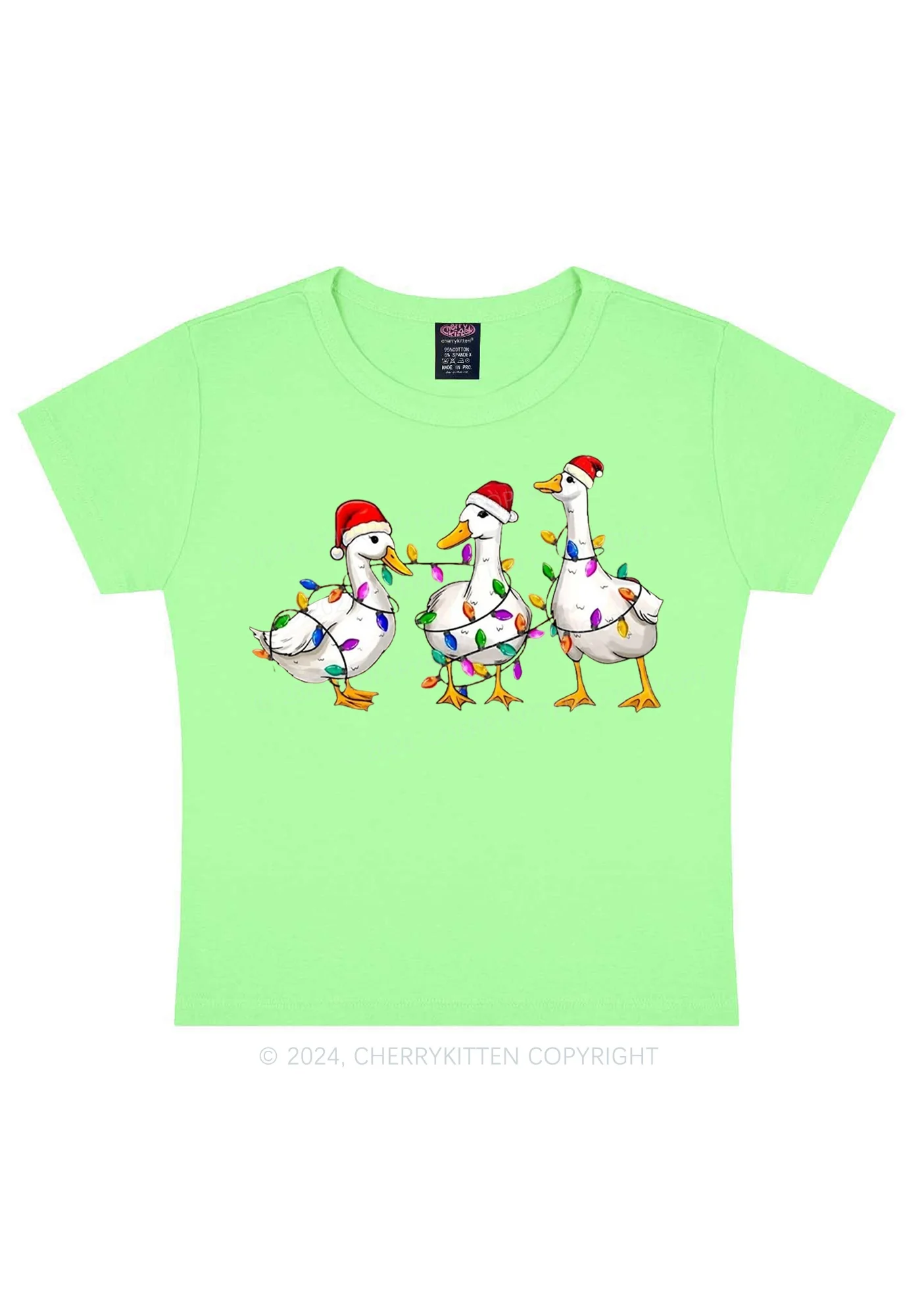 Christmas Santa Duck Y2K Baby Tee Cherrykitten - Image 11
