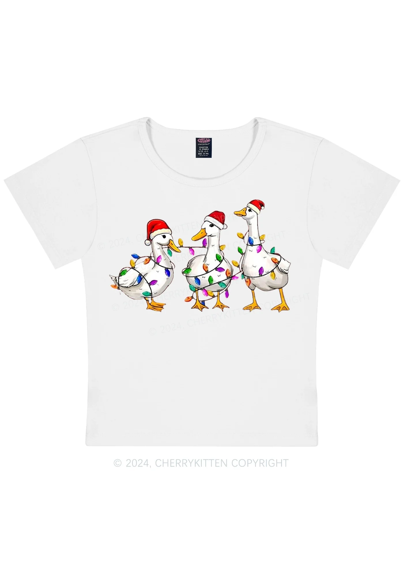 Christmas Santa Duck Y2K Baby Tee Cherrykitten - Image 3