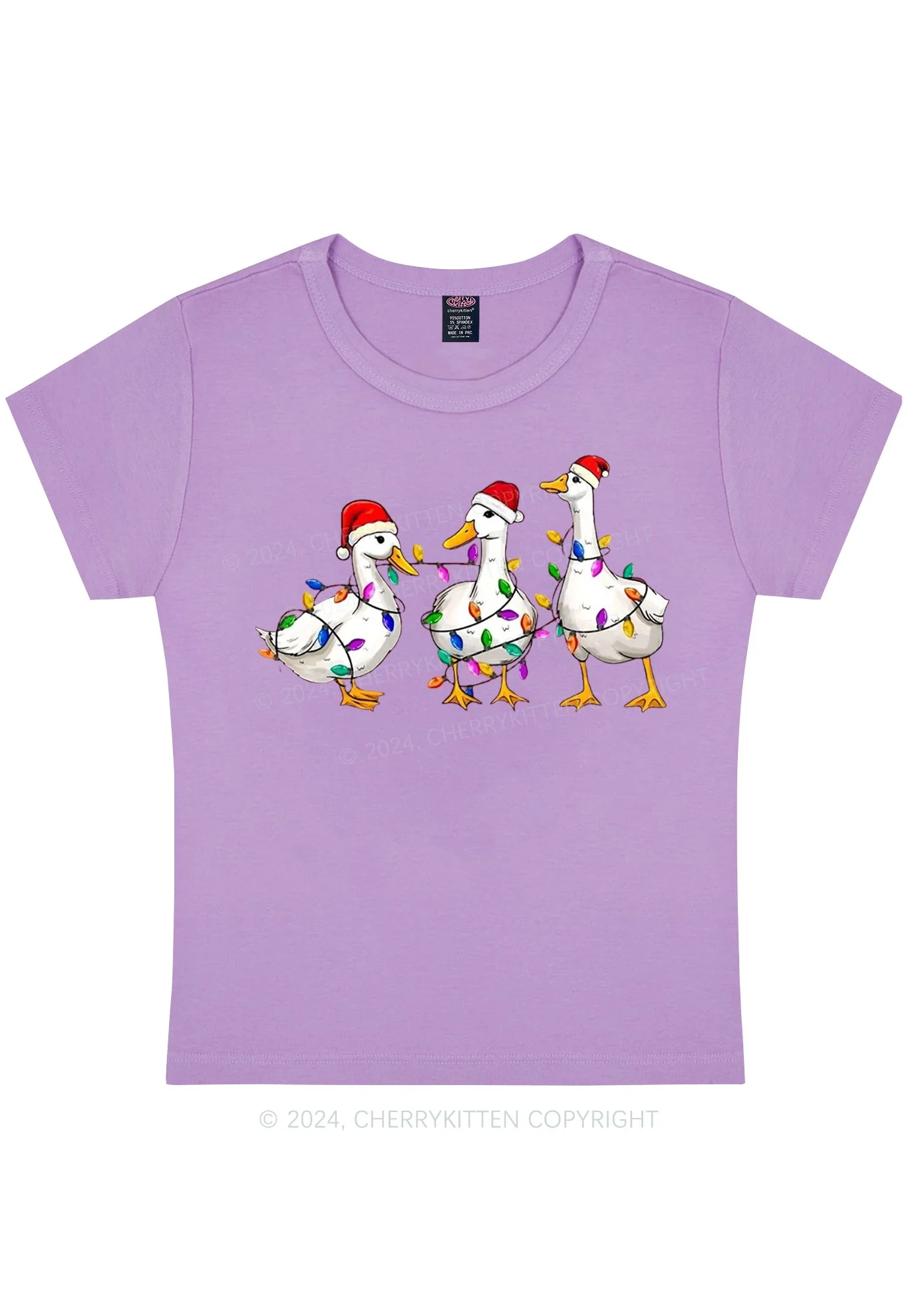Christmas Santa Duck Y2K Baby Tee Cherrykitten - Image 4