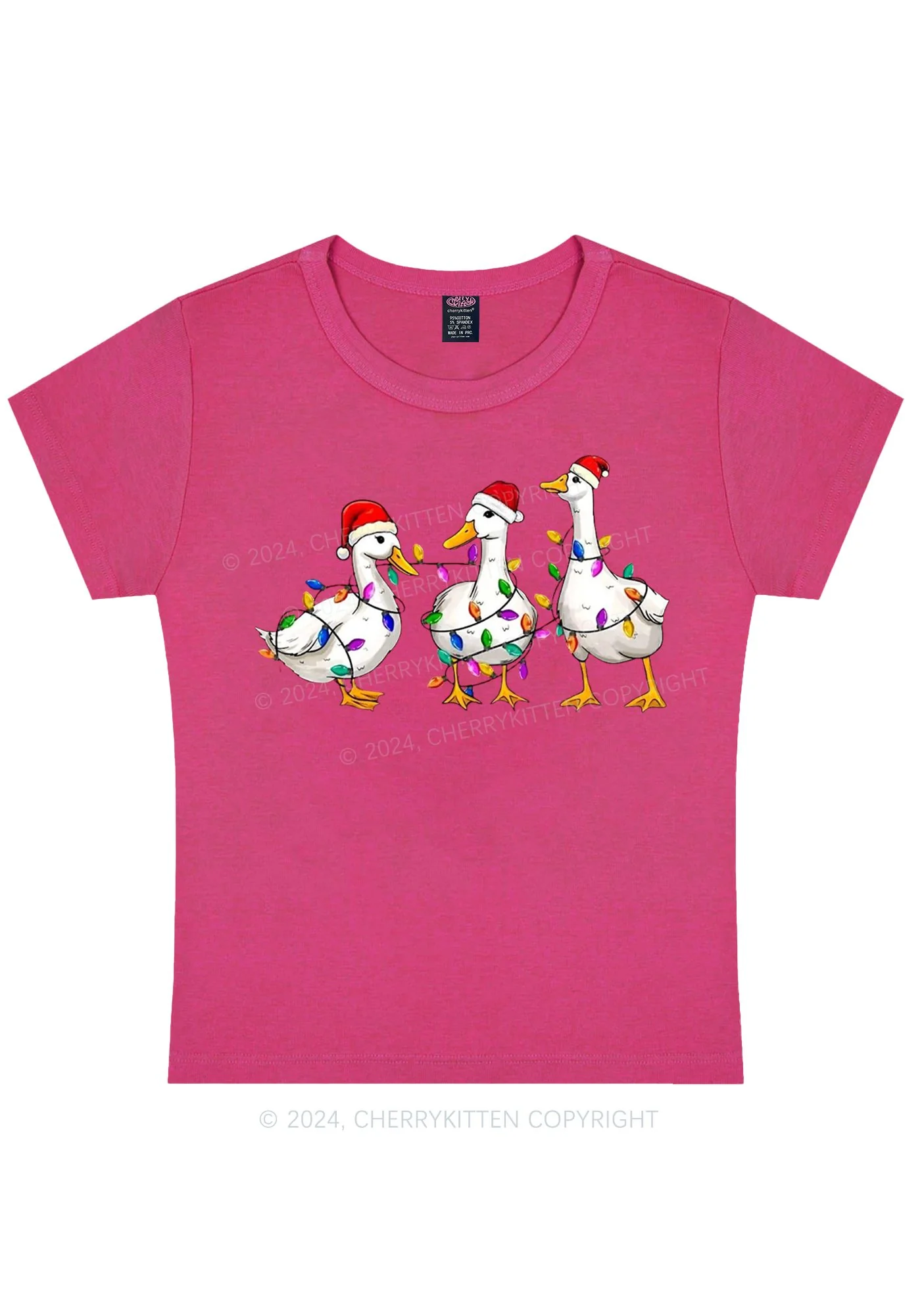 Christmas Santa Duck Y2K Baby Tee Cherrykitten - Image 5