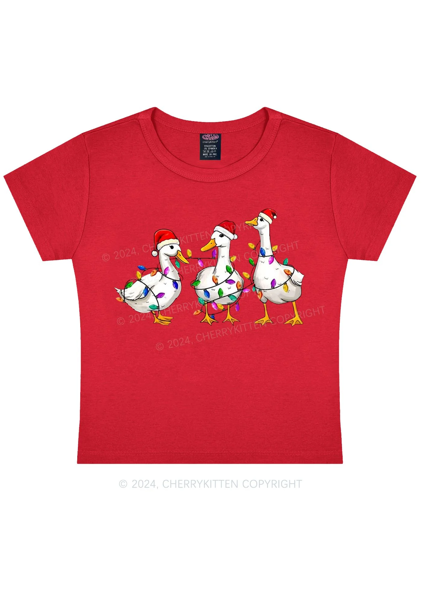 Christmas Santa Duck Y2K Baby Tee Cherrykitten - Image 6