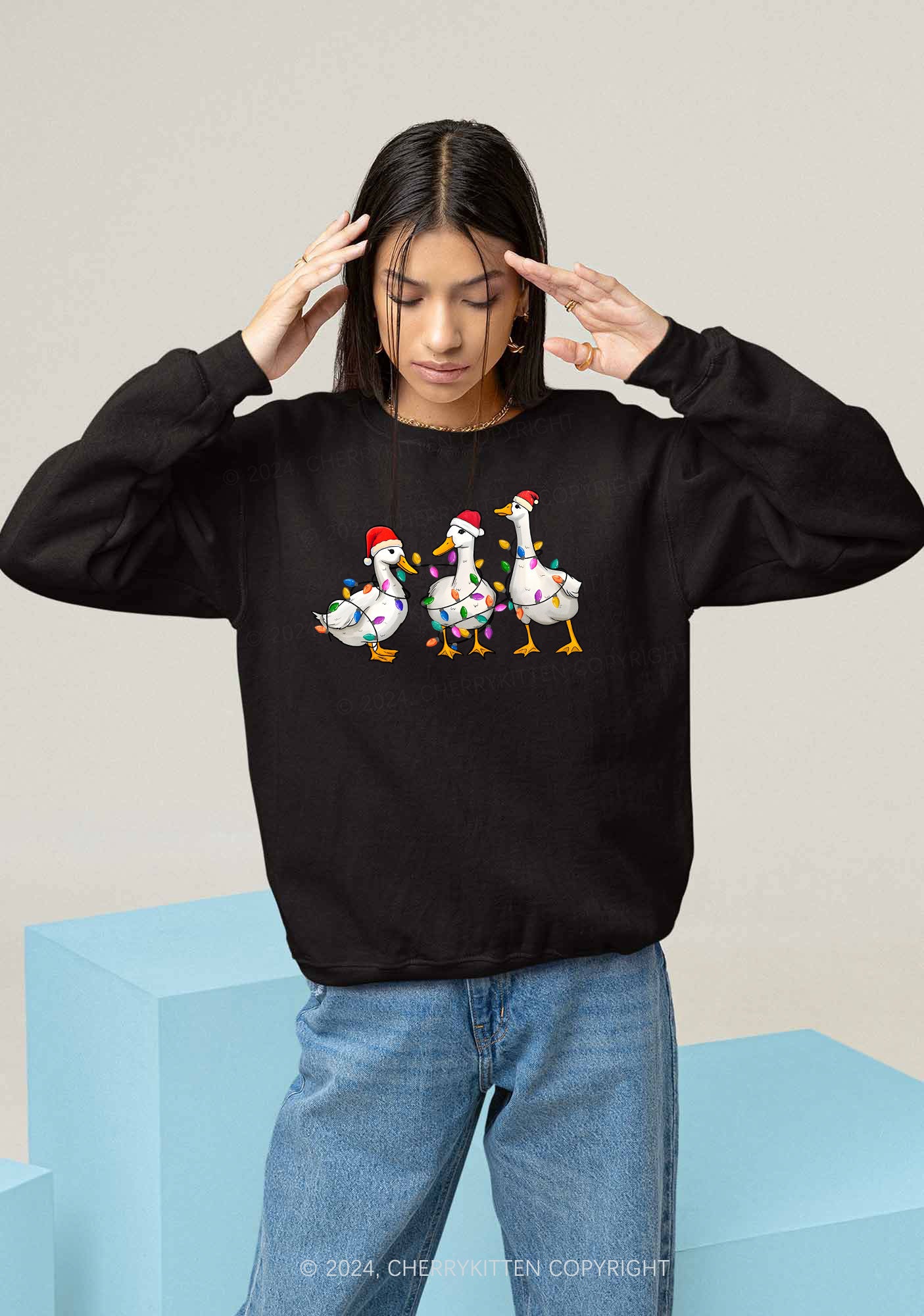 Christmas Santa Duck Y2K Sweatshirt Cherrykitten - Image 2